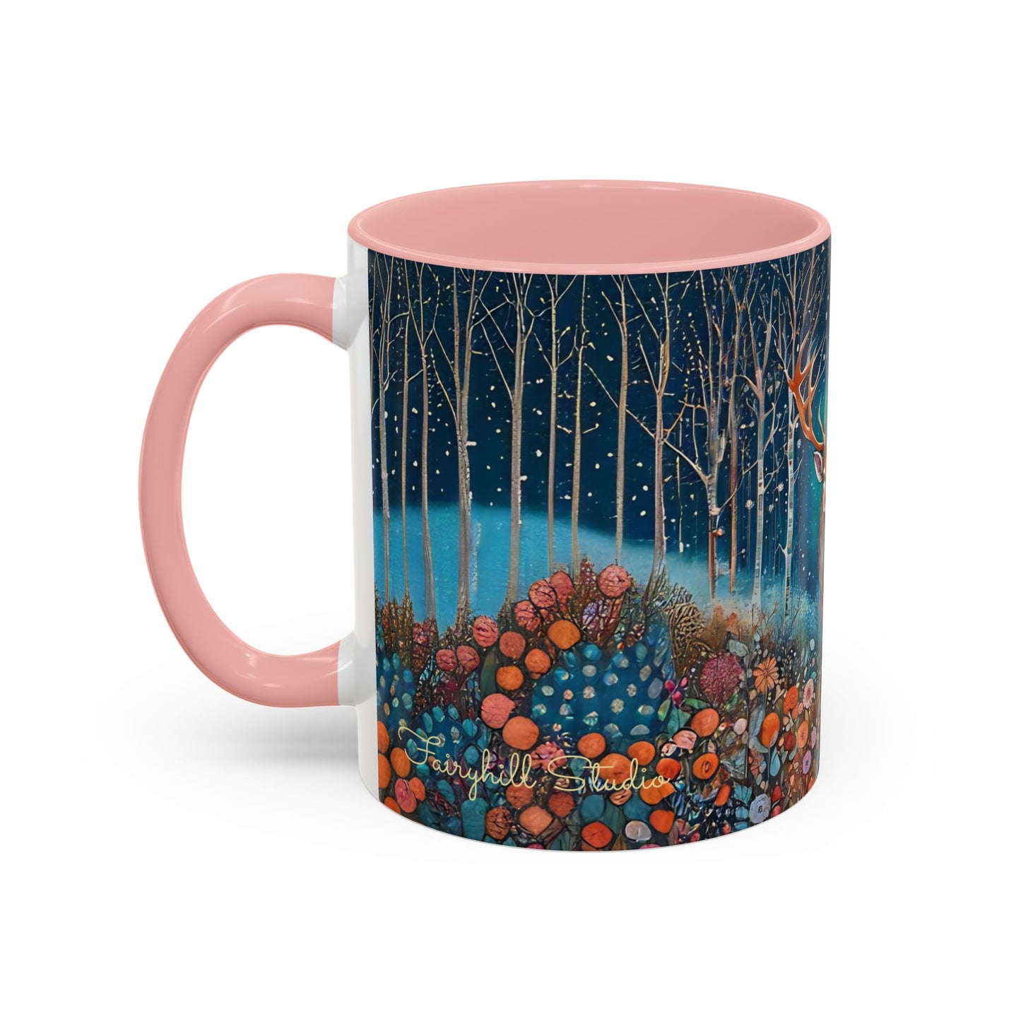 Mug - Boho Winter Deer in Snow Red Coffee Mug for the Holidays