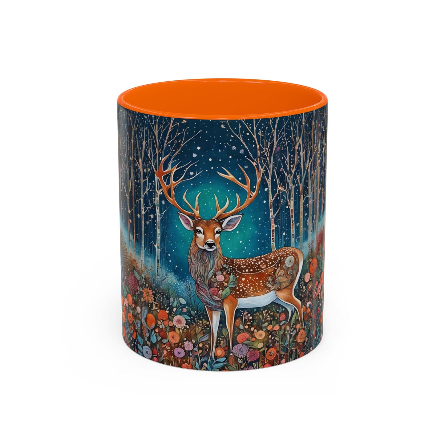 Mug - Boho Winter Deer in Snow Red Coffee Mug for the Holidays