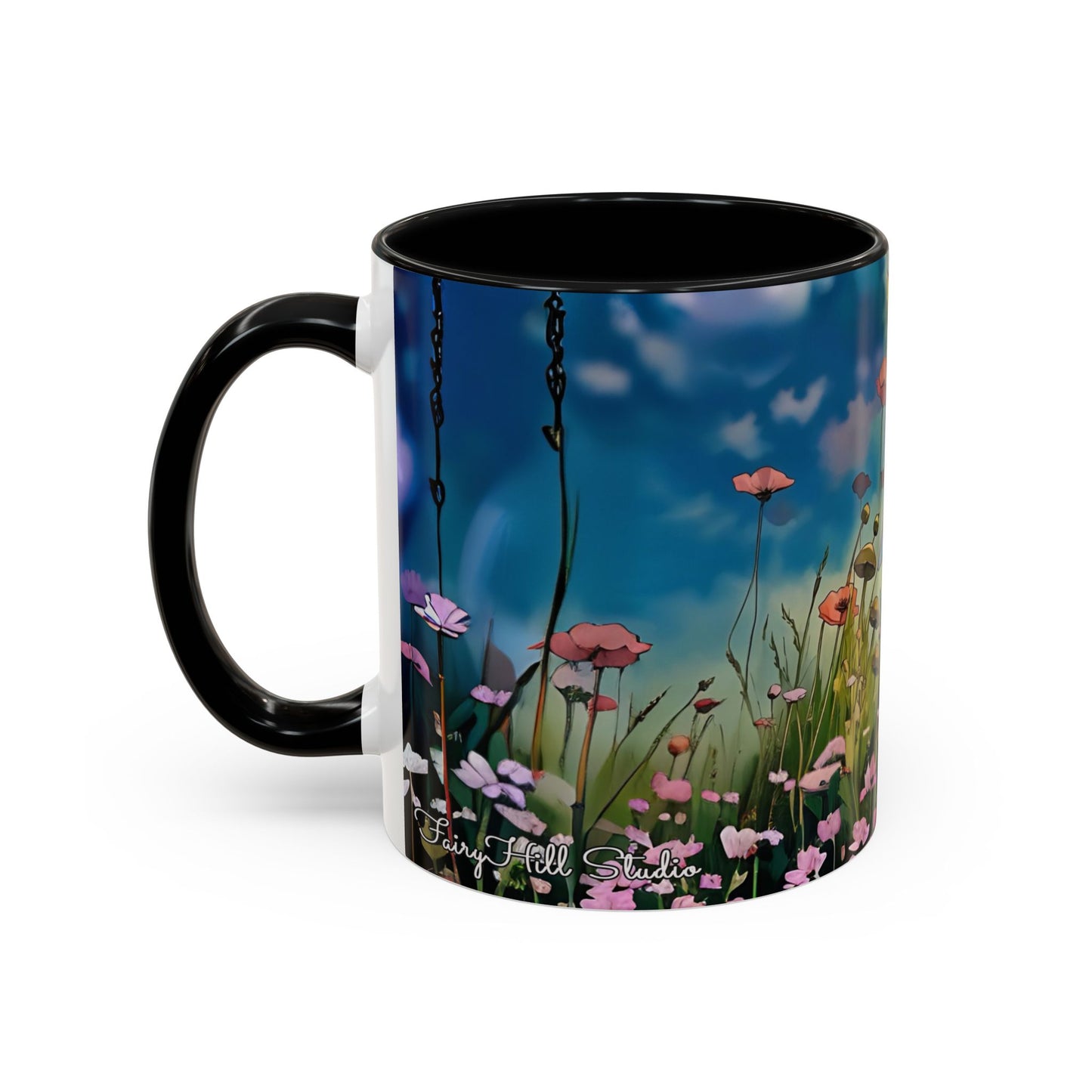 Mug - Lovely Romantic Girl Gathering Flowers in Summer Field