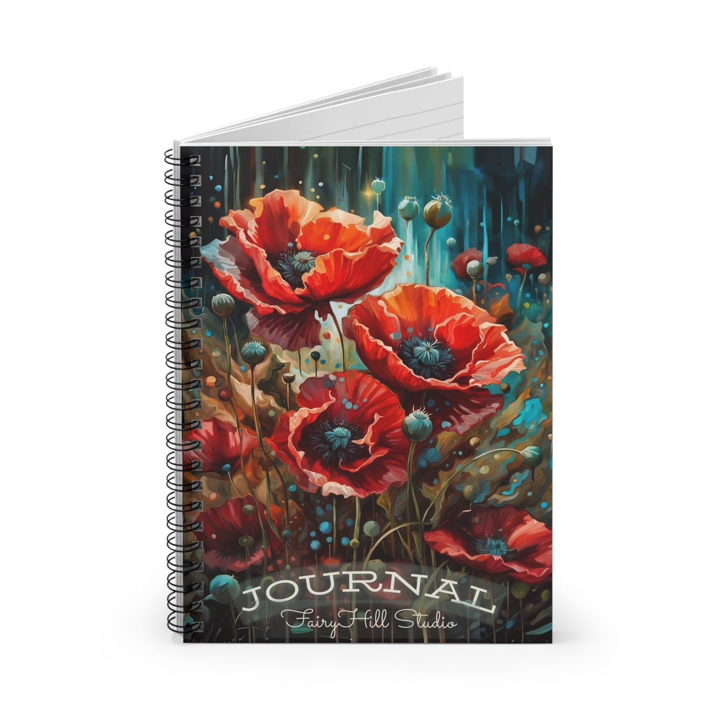 Notebook - Red Poppies Art Ruled Line
