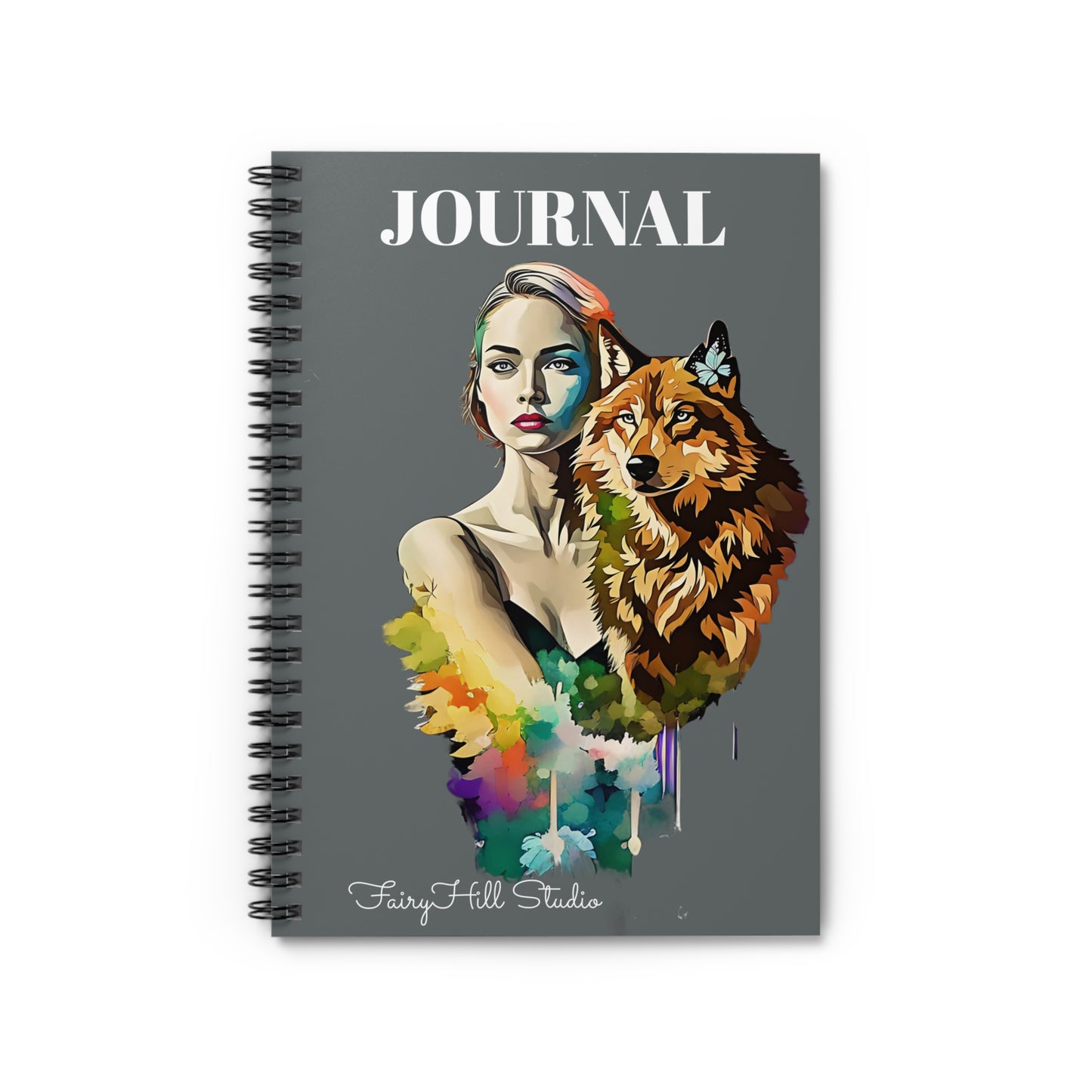 Spiral Notebook -Girl and the Spirit Animal Wolf