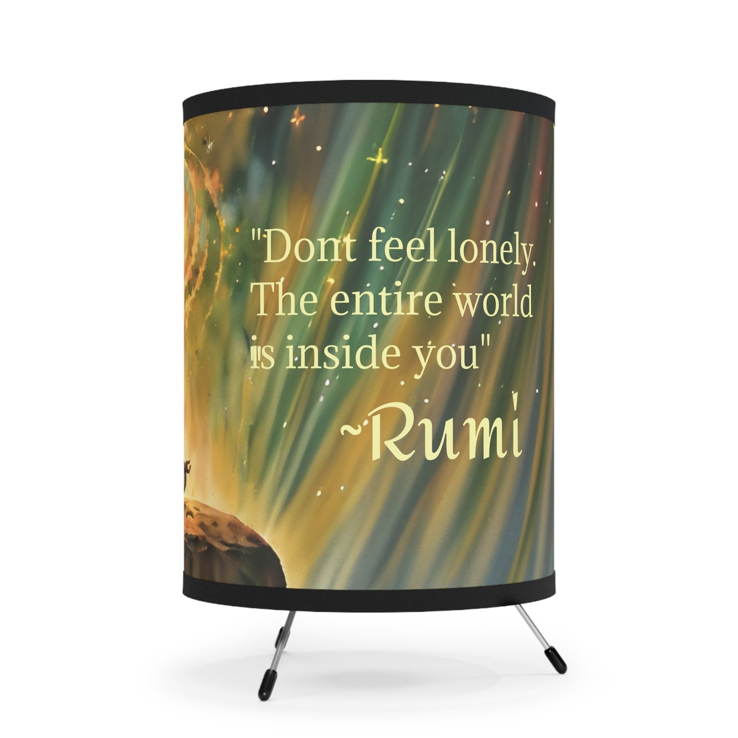 Vibrant Artistic Rumi Tripod Lamp with High-Res Printed Shade - Perfect for Home Decor Art by Fairyhill Studio