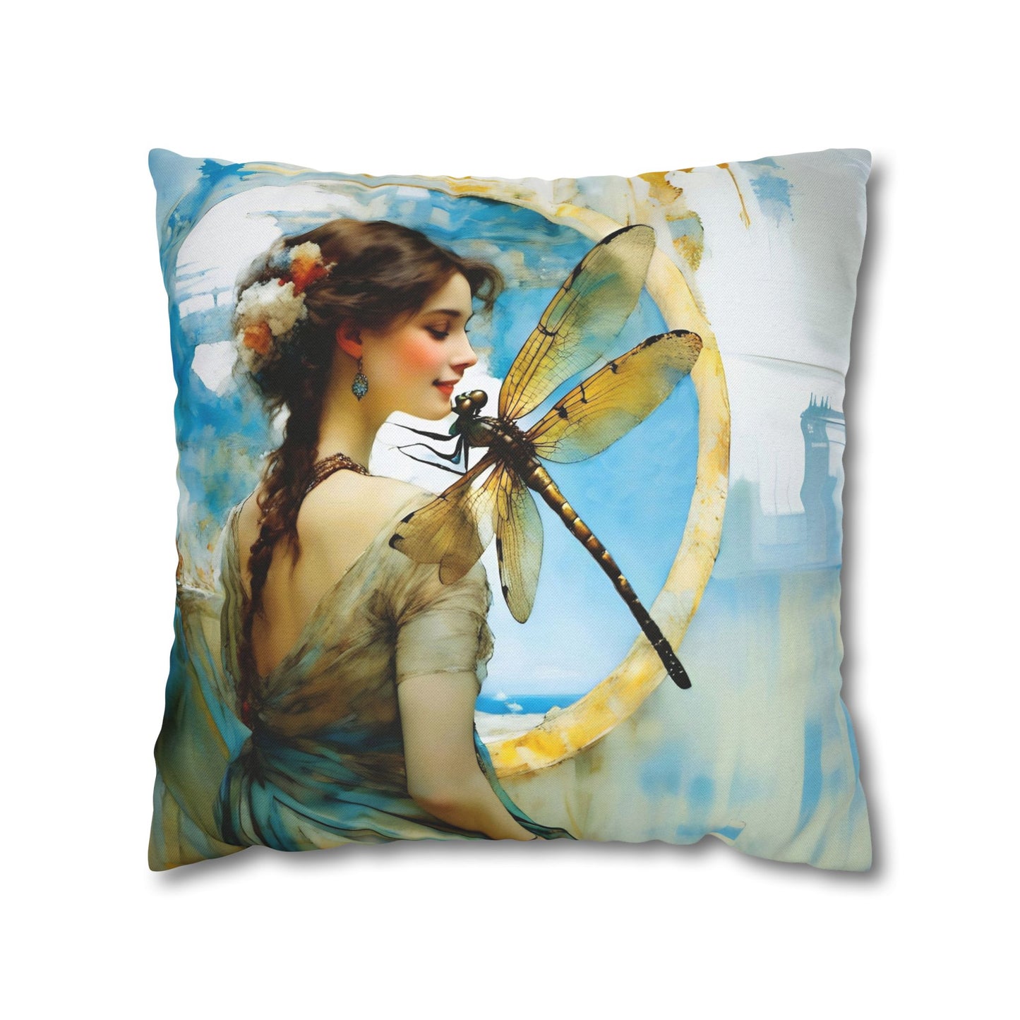 Elegant Dragonfly Art Pillowcase | Decorative Cushion Cover, Home Decor, Gift Idea, Bohemian Style, Christmas Decoration