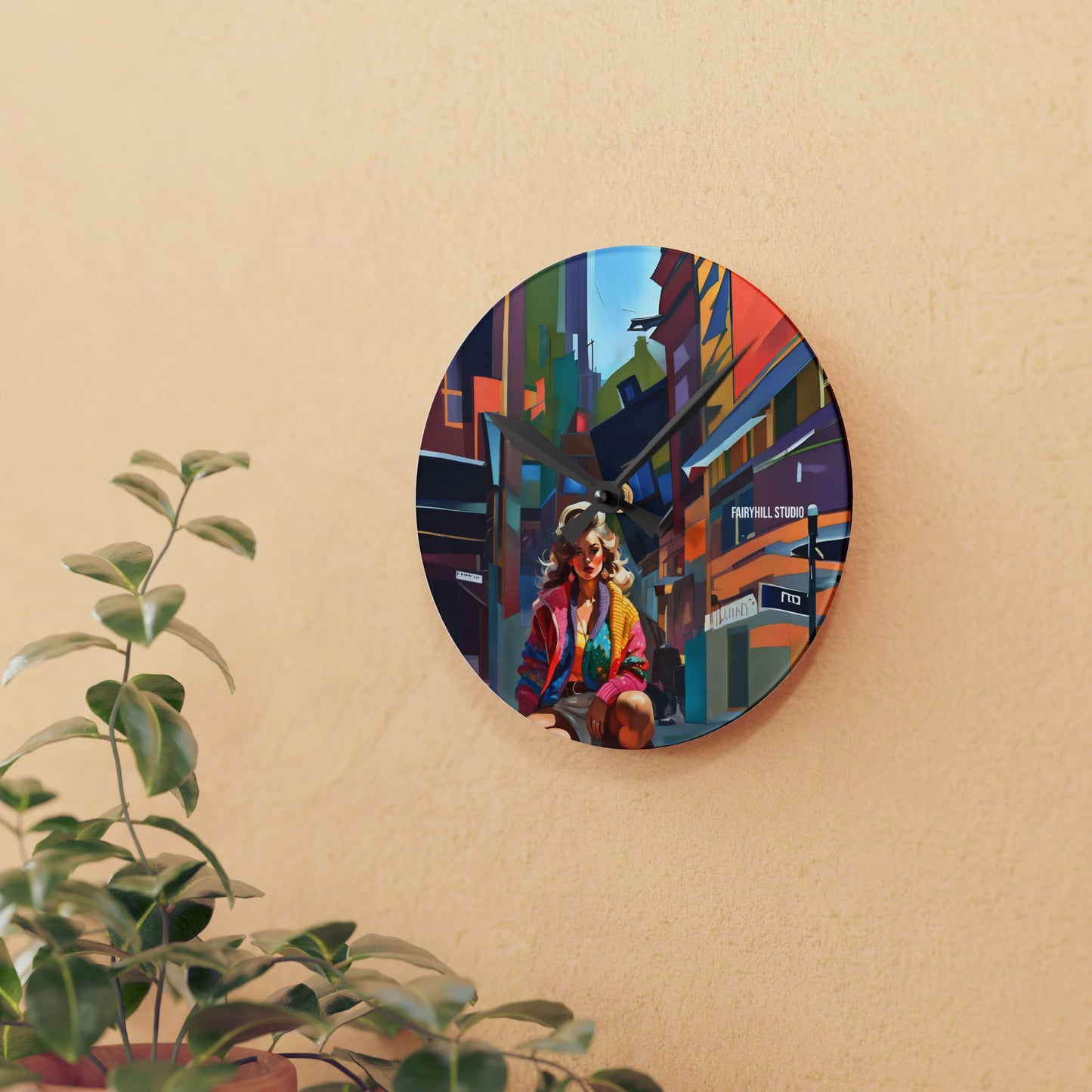 Wall Clock - 1980s Dancer in Colorful Clothing and Leggings