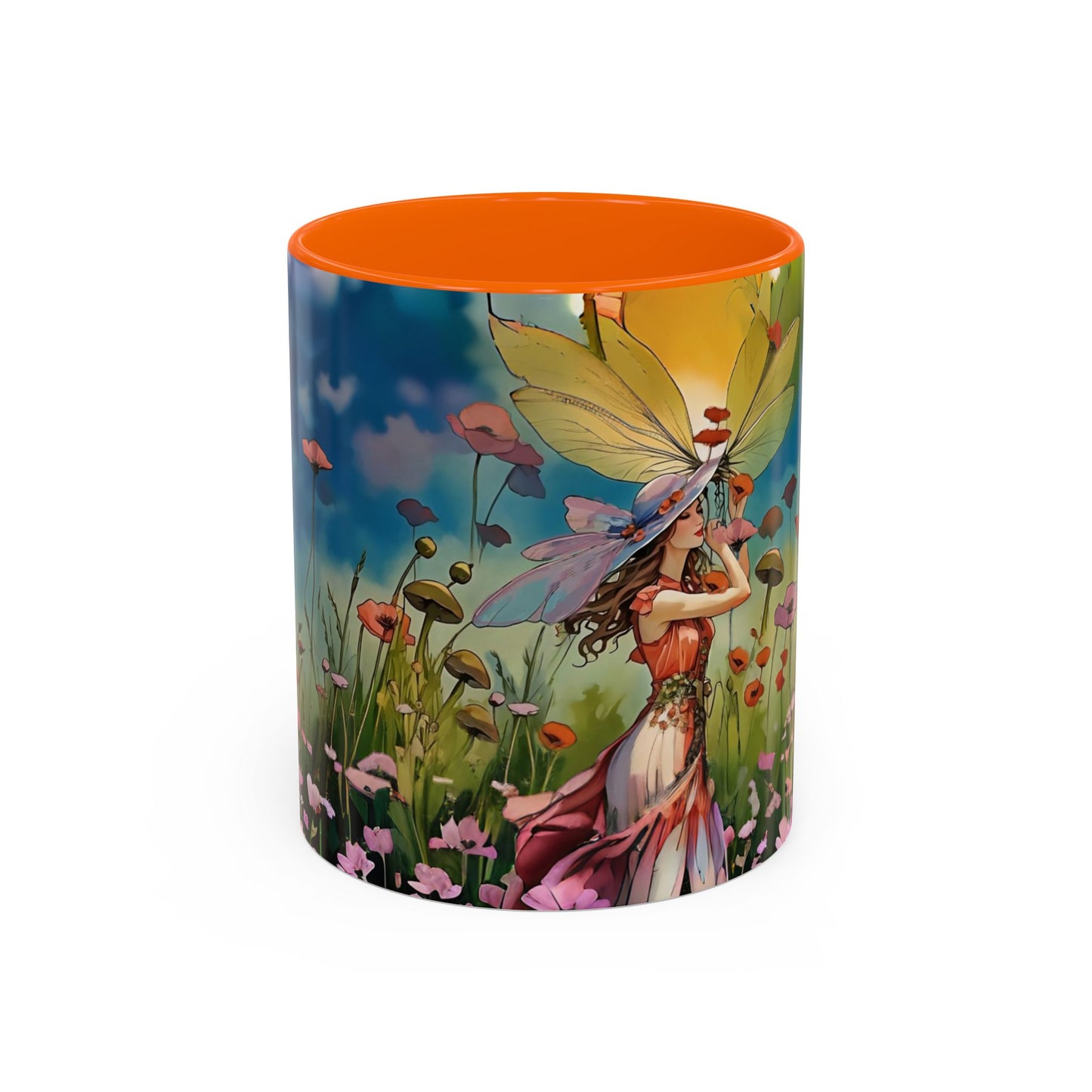 Mug Romantic girl in summer Hat gathering flowers