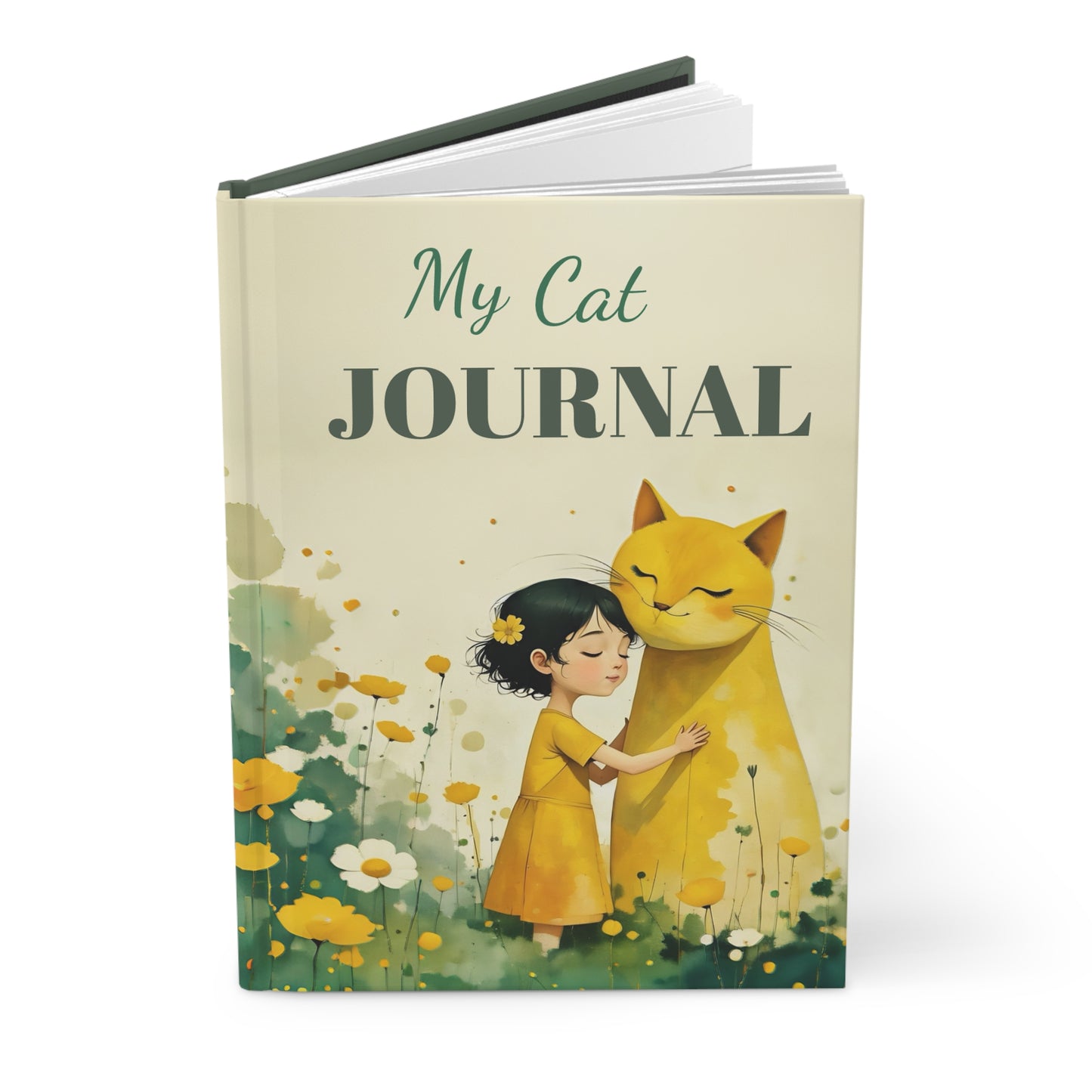 Girl with yellow cat   Mindfulness  Art Journal  Hardcover