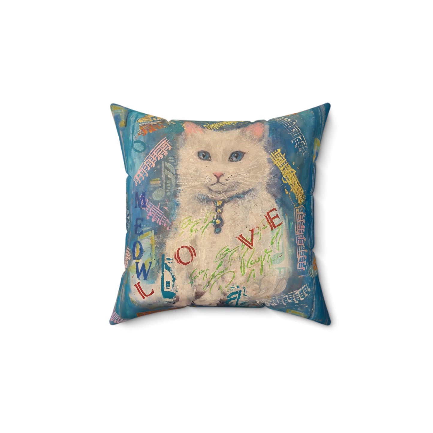 Wall Clock - White Cat Lovers Love Art by Fairyhill Studio