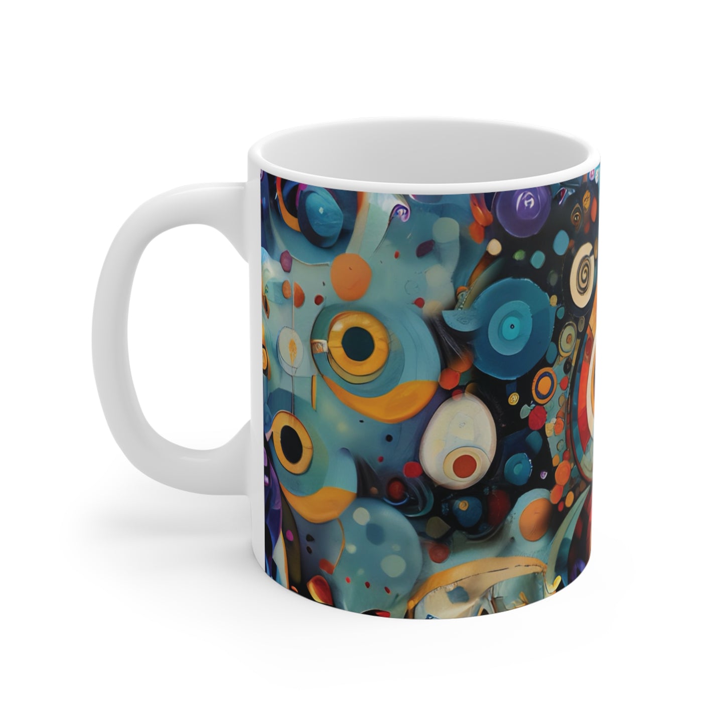 Art Mug 11oz - Dragonfly/Snail Abstract Circle Design