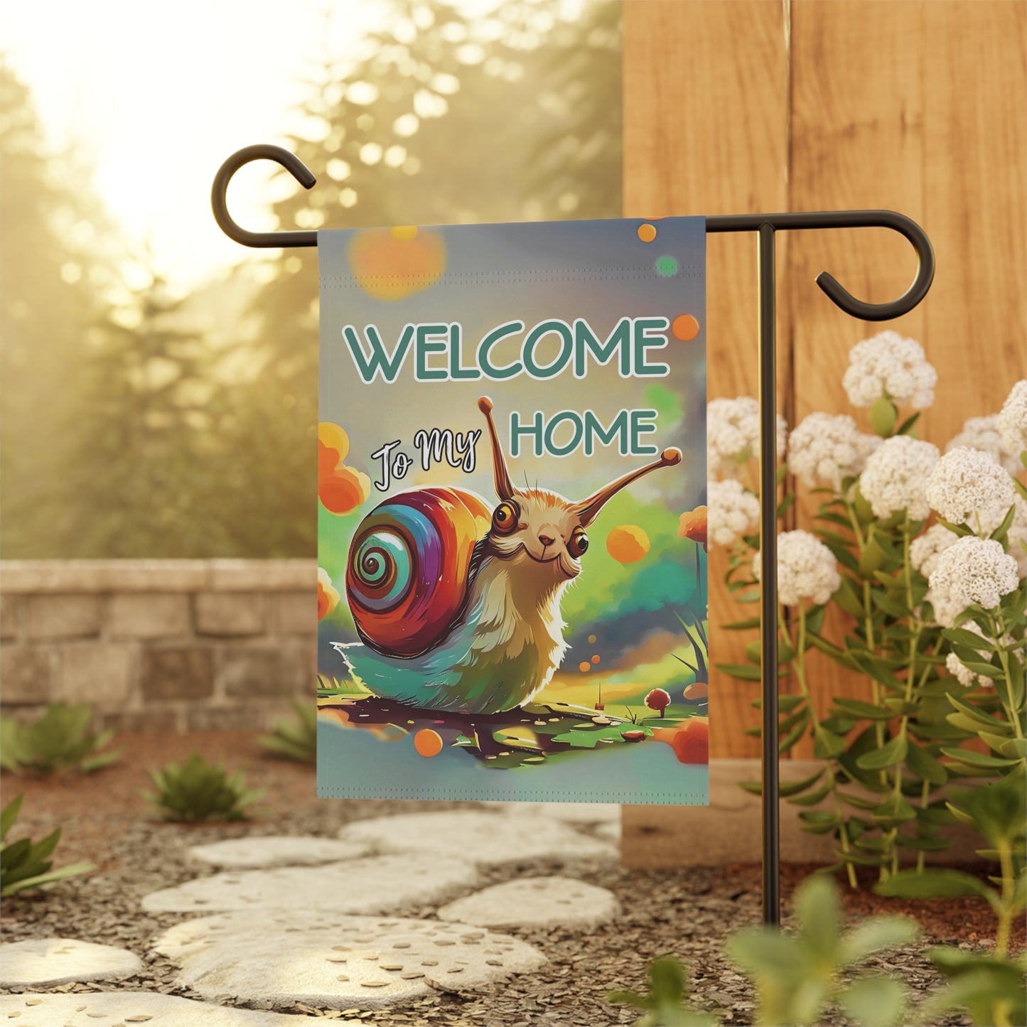 Garden Banner Snail Flag - Welcome to My Home Floral Yard Decor