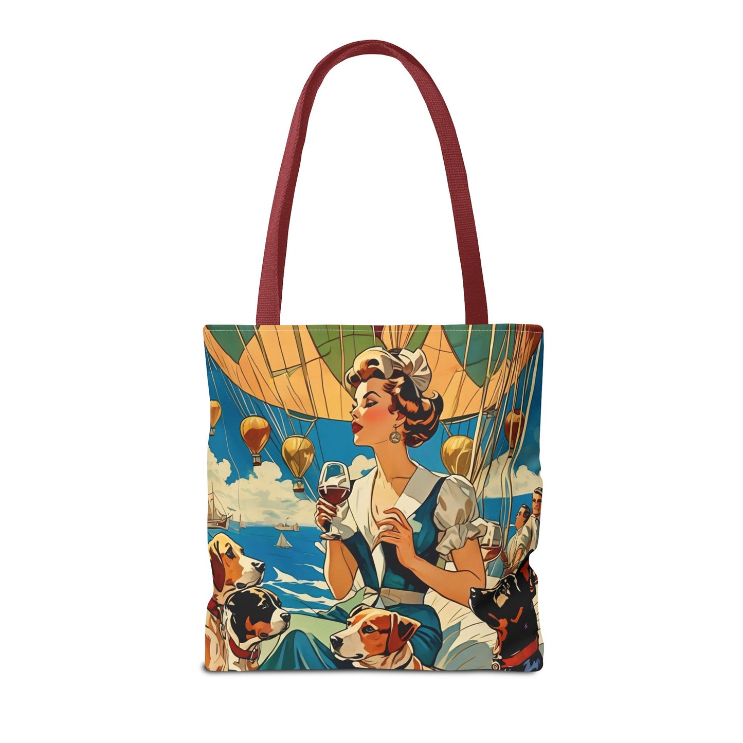 Vintage Hot Air Balloon Dog Lover Tote Bag