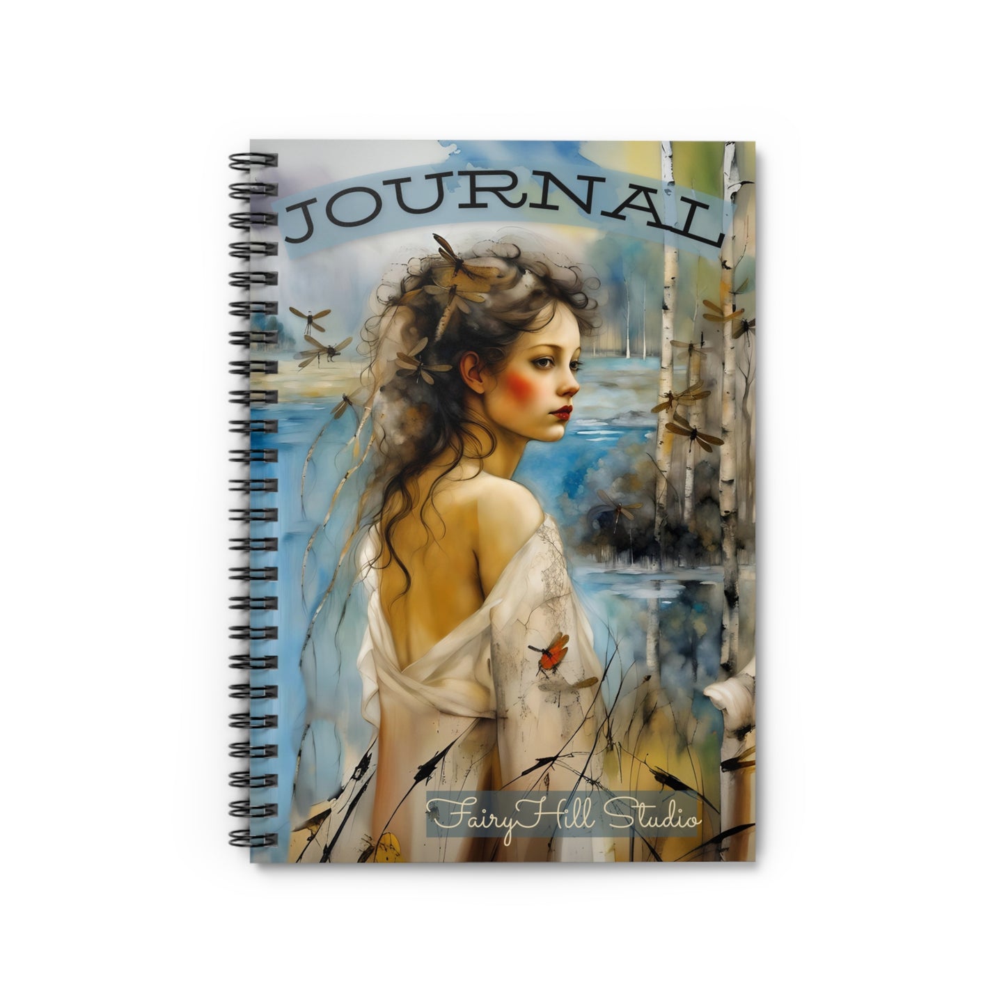 Chiffon Spirit Spiral Notebook - Ruled Line with Blue Lake Art by Fairyhill Studio