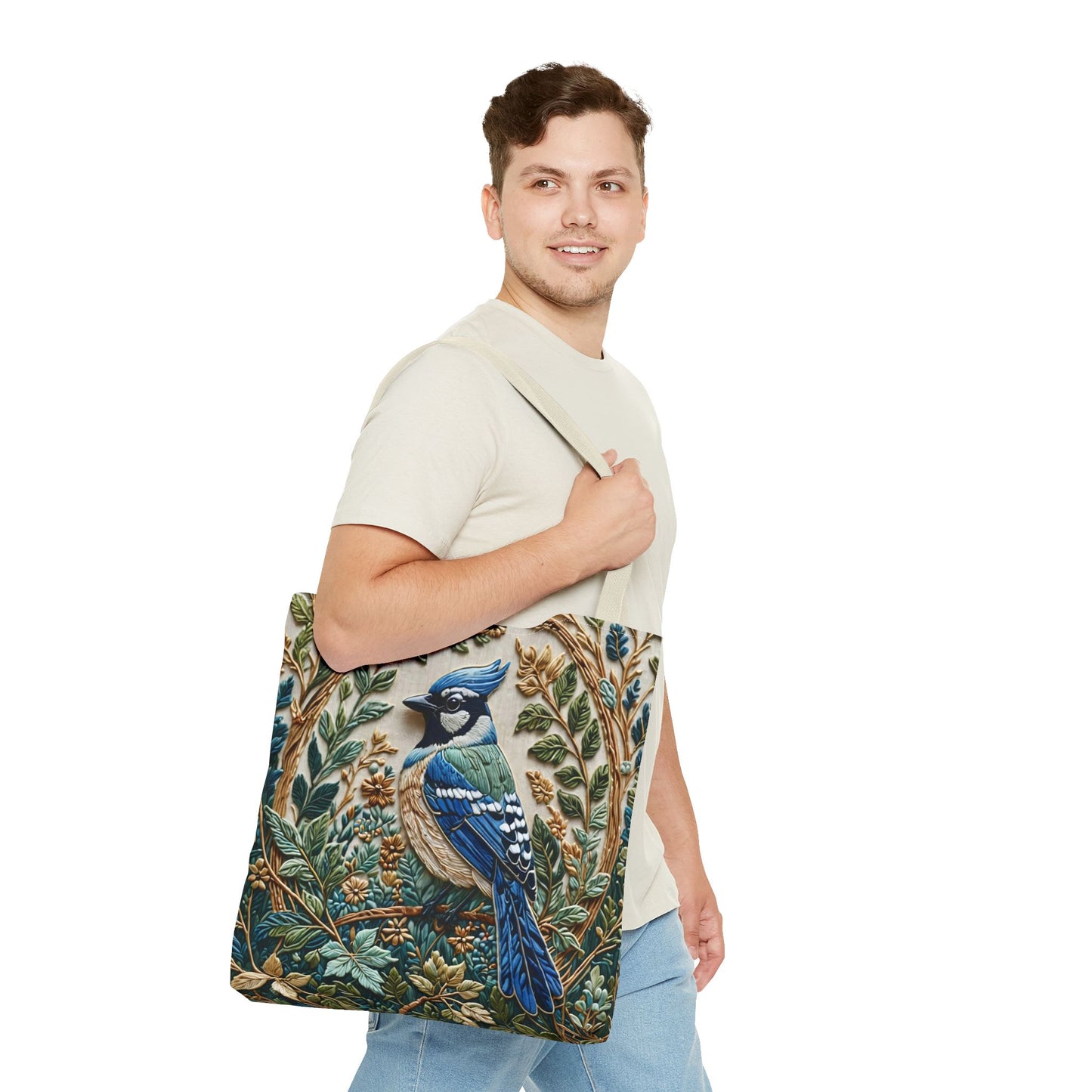 Designer Tote Bag - Blue Jay Bird William Morris Inspired | Eco-Friendly Shopping Bag