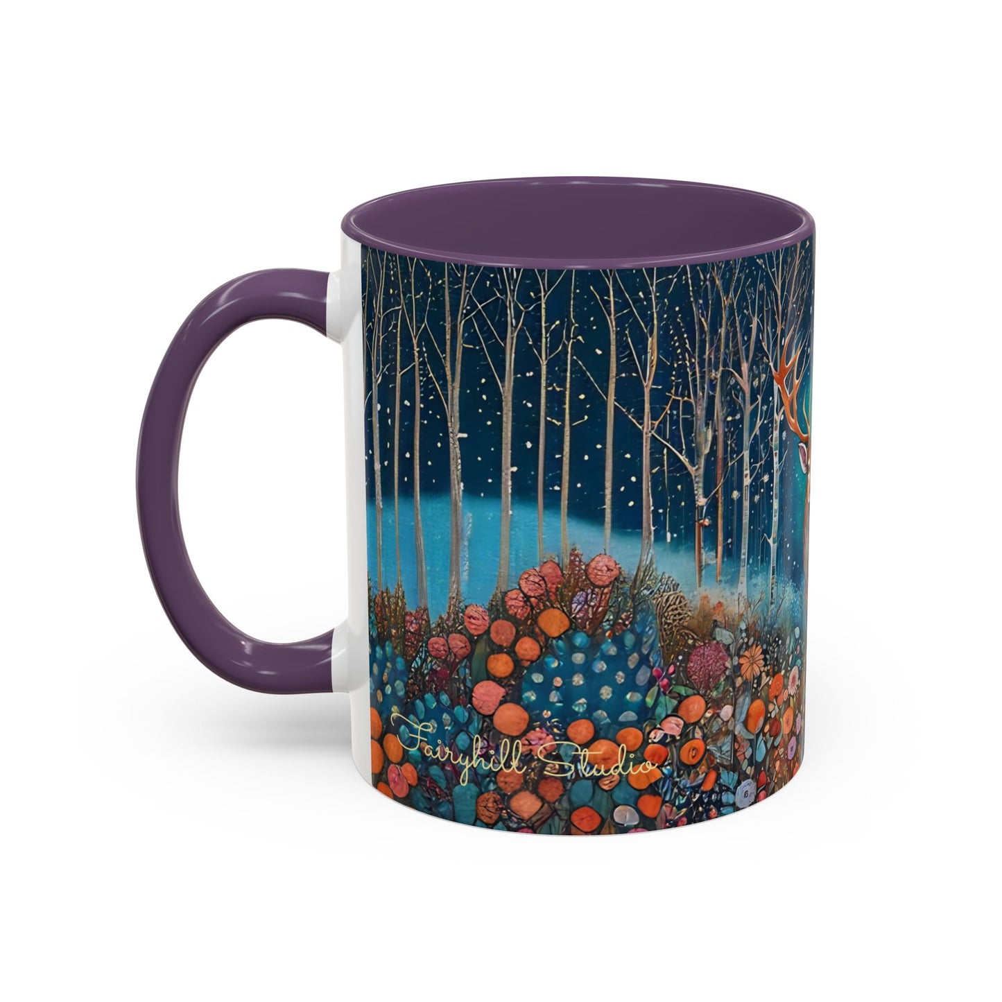 Mug - Boho Winter Deer in Snow Red Coffee Mug for the Holidays
