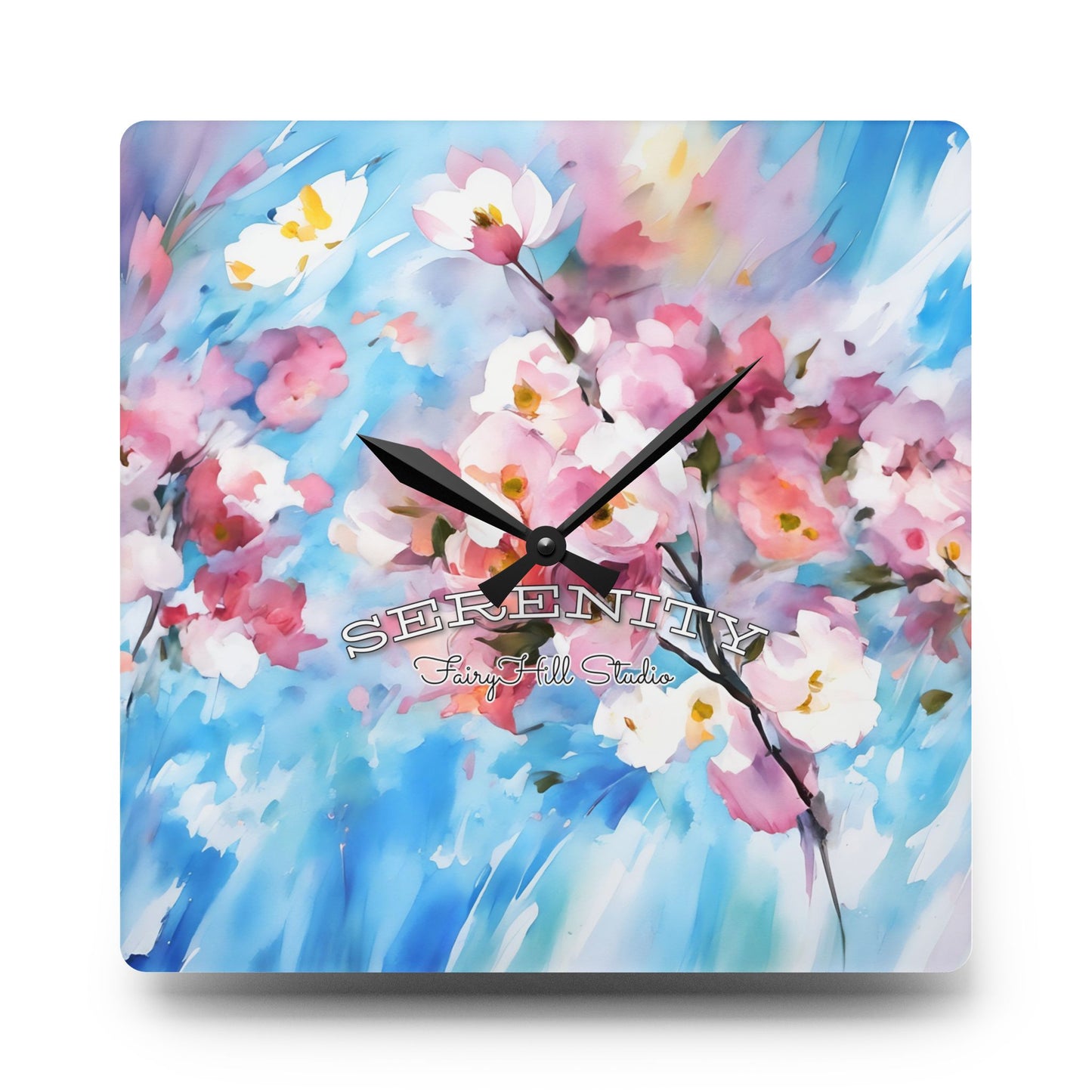 Acrylic Wall Clock - Cherry Flowers Art/Fairyhill Studio
