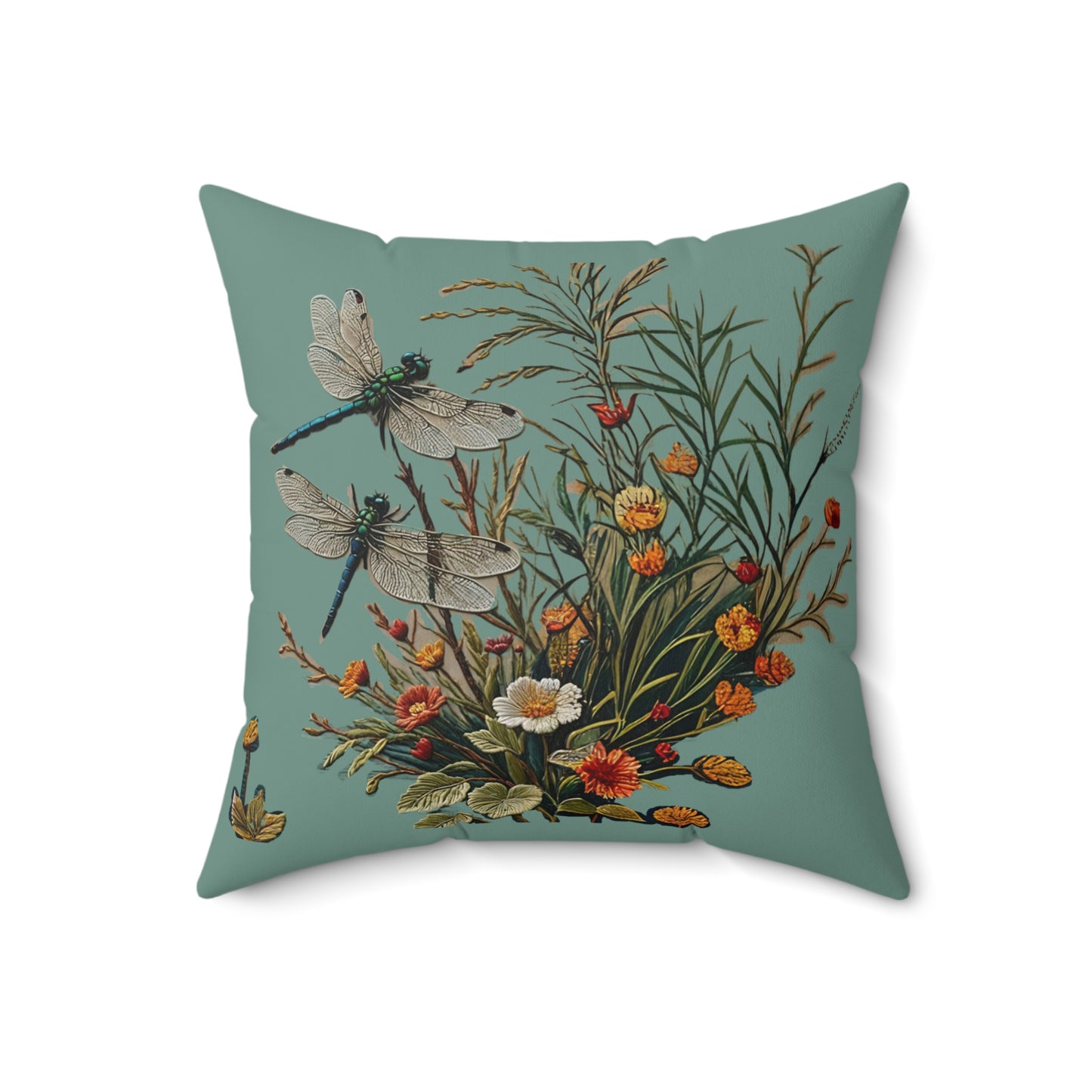 Spun Polyester Square Dragonfly Pillow