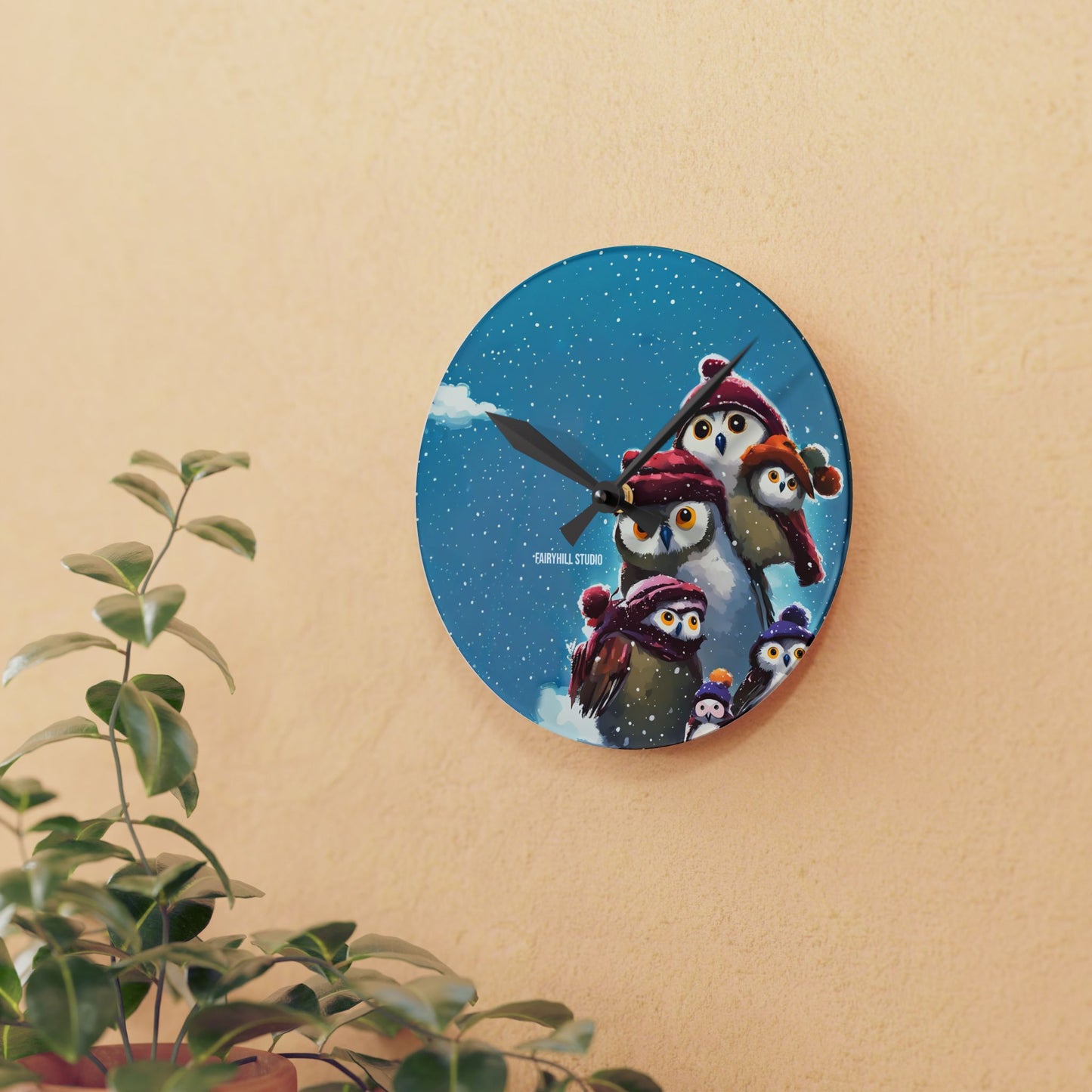 Acrylic Wall Clock Snow Penguins/Art