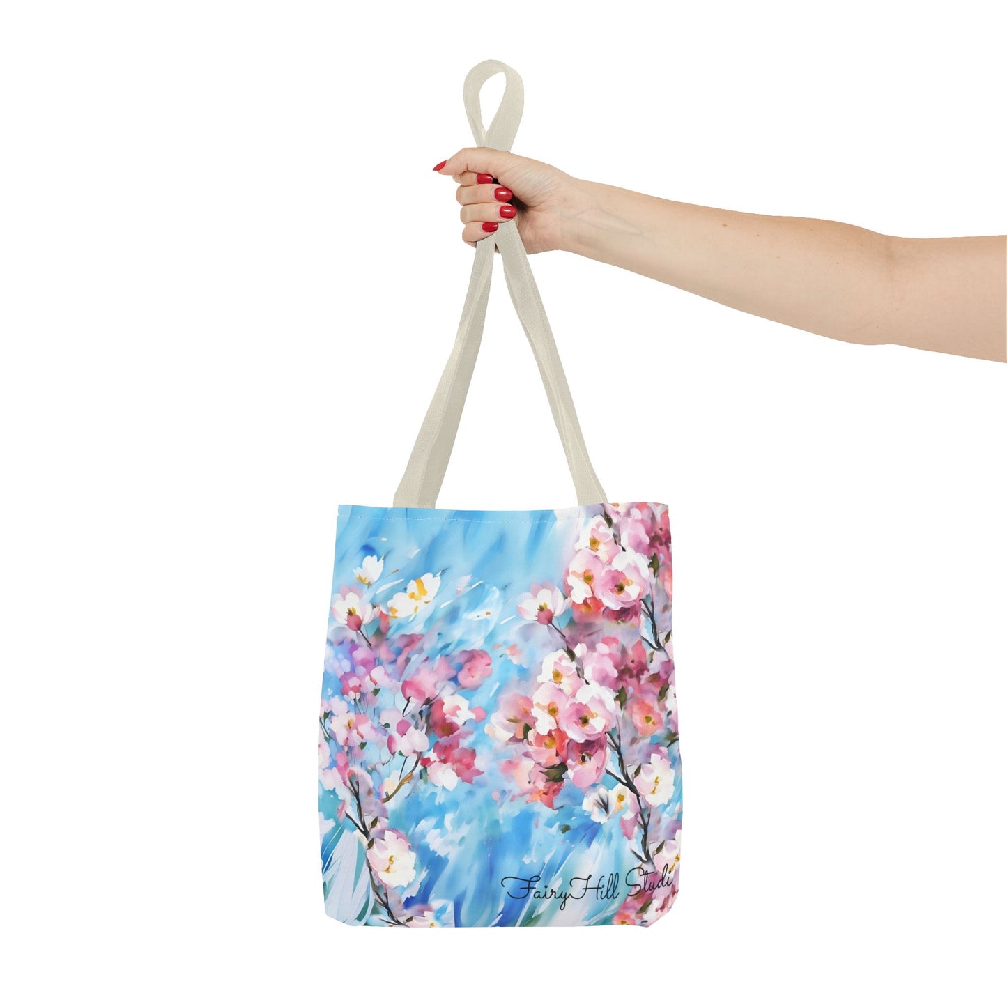Canvas Tote Bag with Floral Cherry Blossom Design
