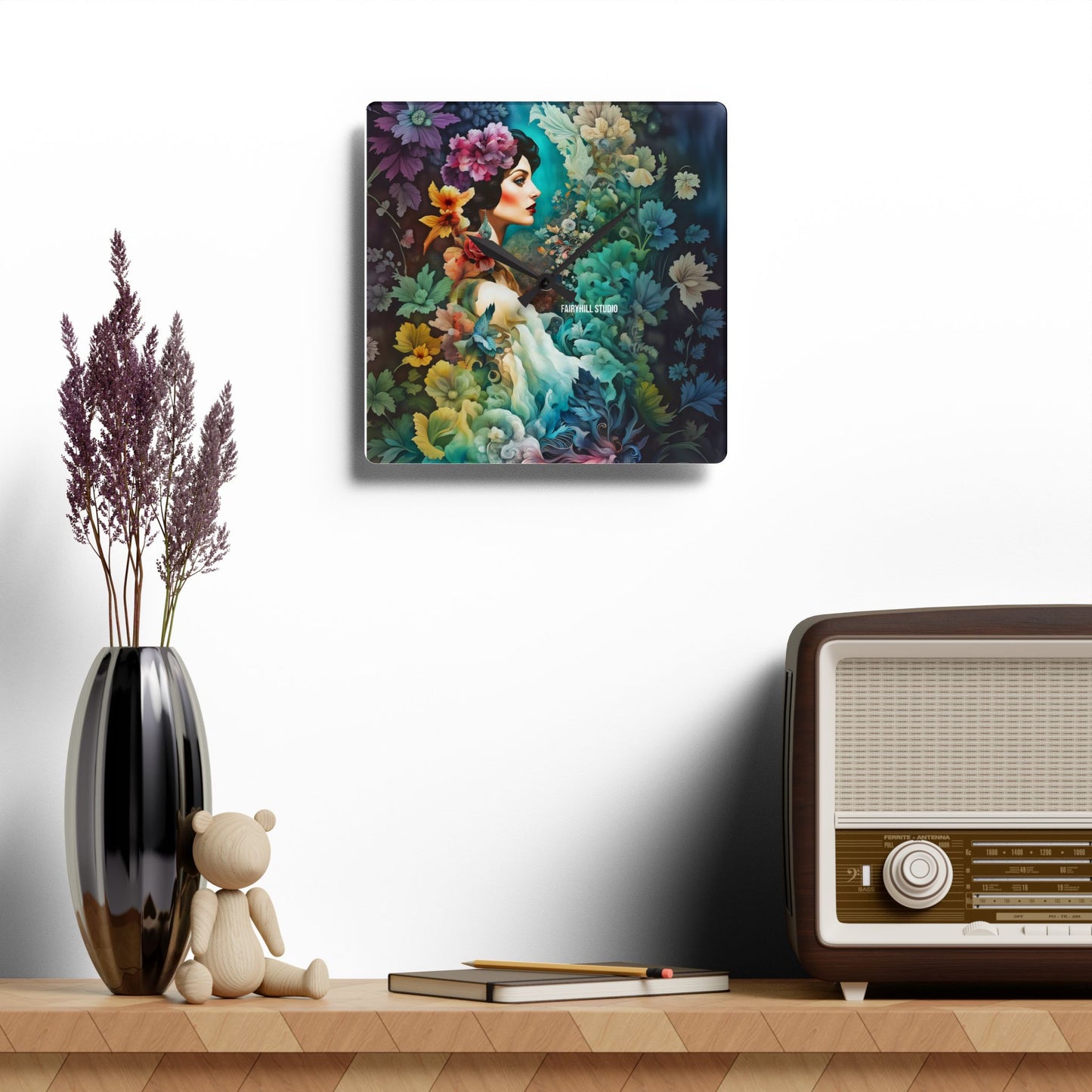Acrylic Wall Clock Flower Garden /Art