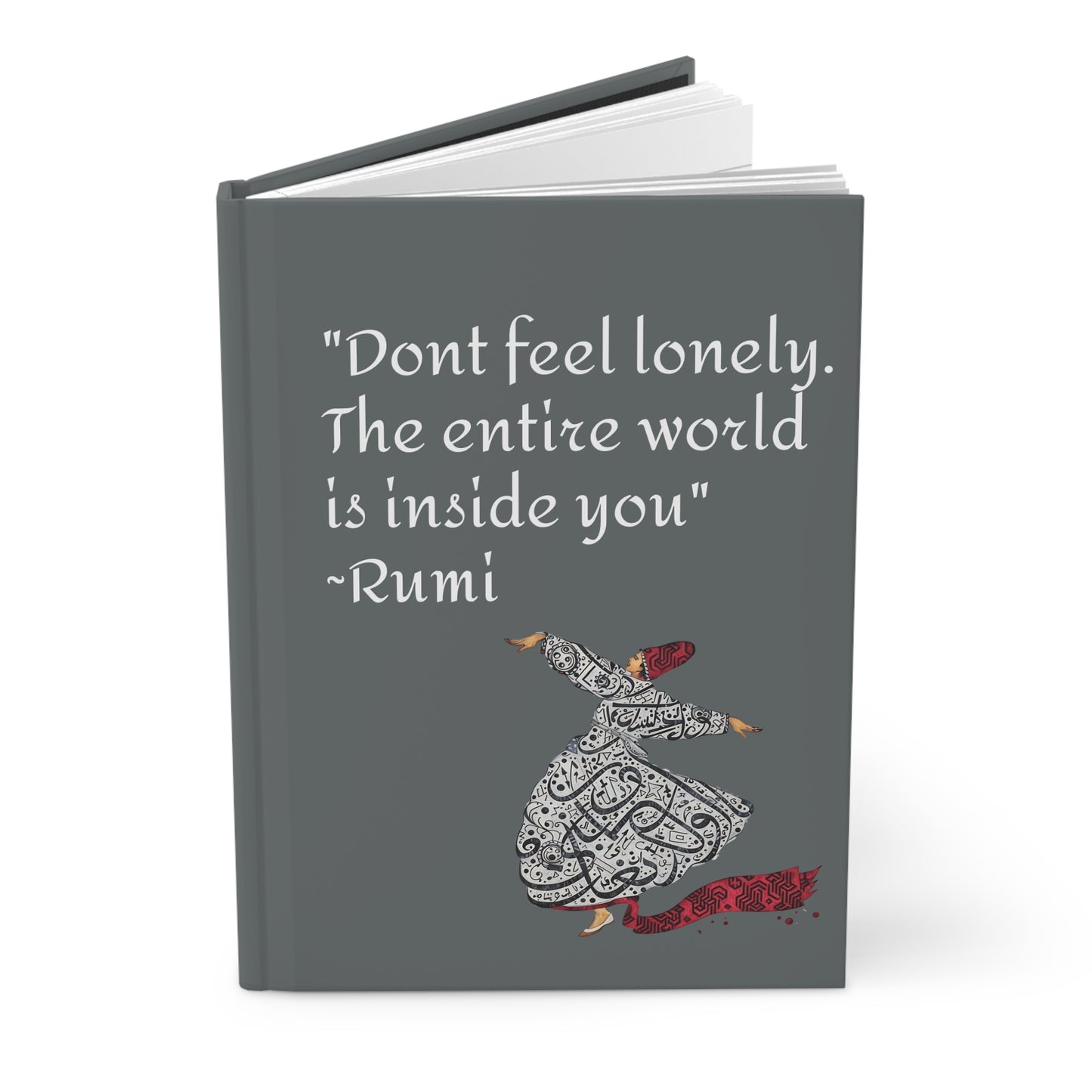 Matte Journal - Personalized Rumi Quote &quot;Dont feel lonely The entire world is inside you&quot; ~ Rumi illustration Art by fairyhill