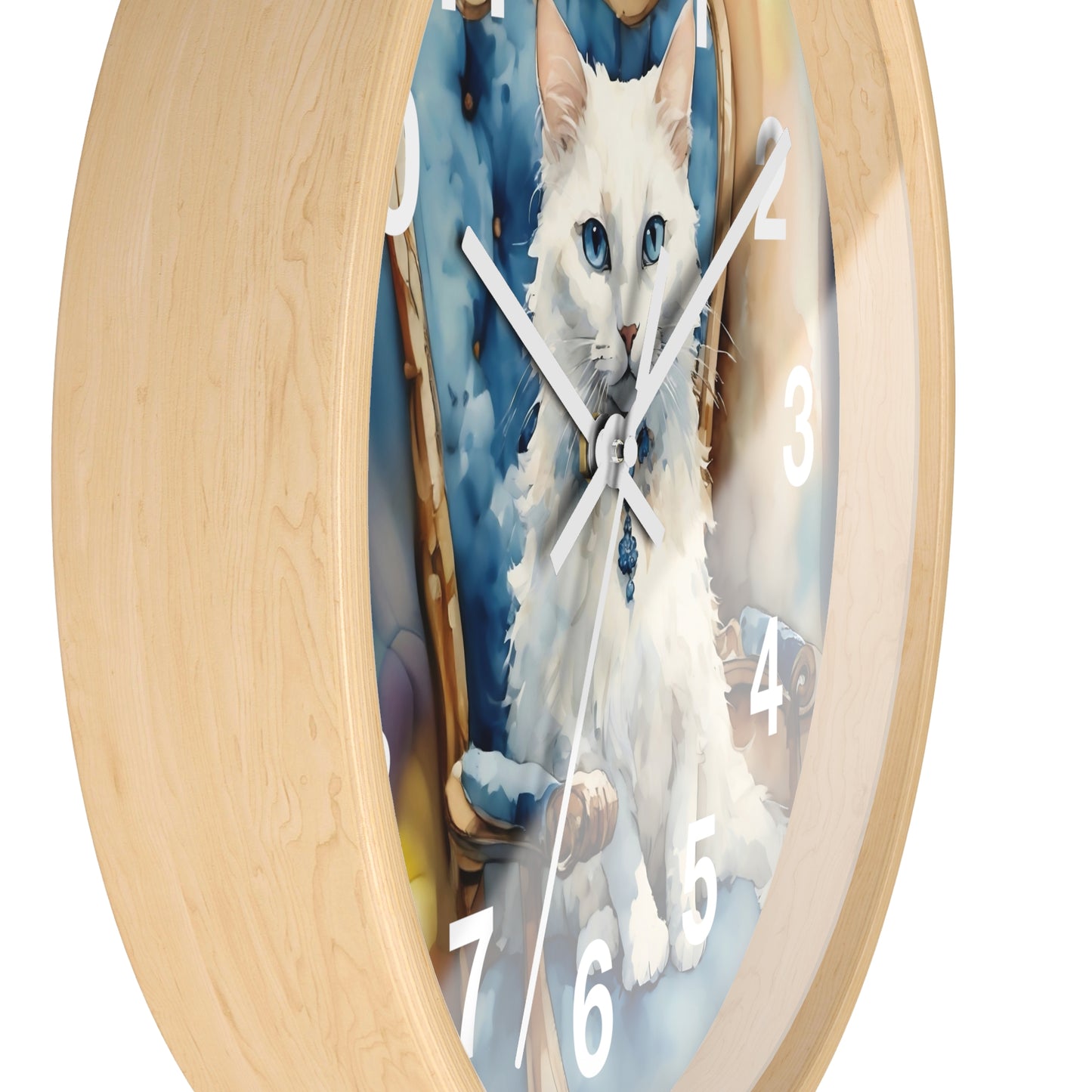 White Cat Lovers Wall Clock