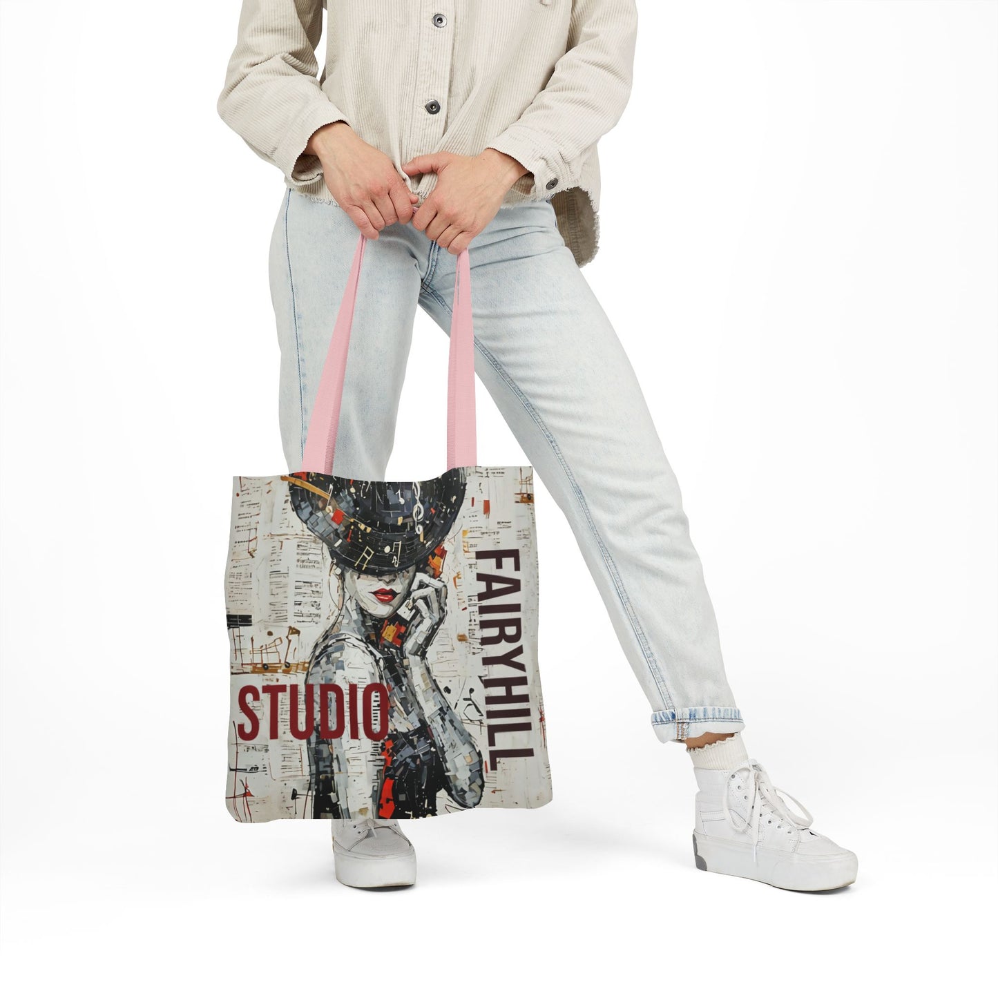 Colorful FairyHill Studio Red phone- Canvas Tote Bag - Perfect for Beach Days, Eco-Friendly Shopping, and Summer Fun!