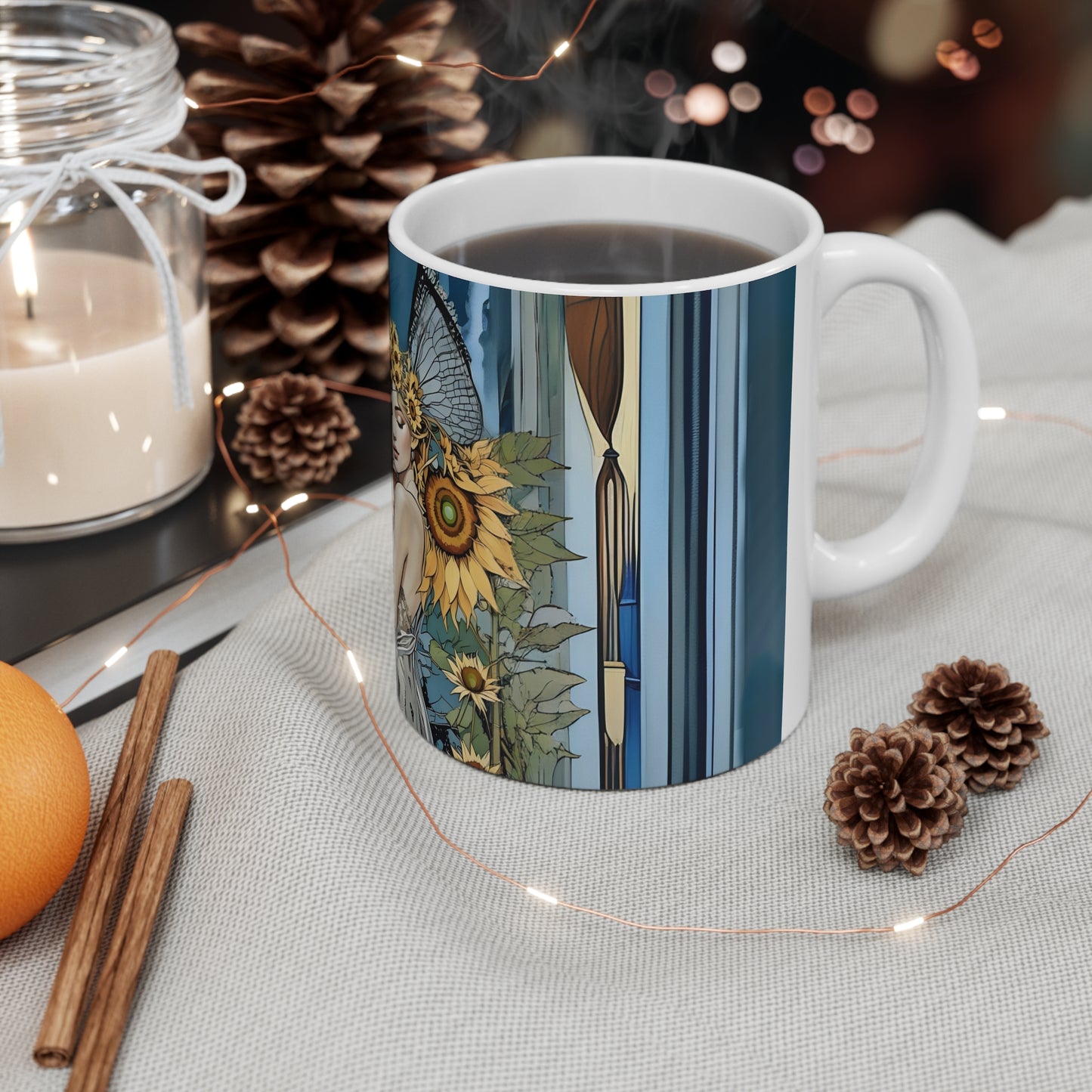Elegant Floral Art Mug - 11oz Coffee Cup for Coffee Art Lovers