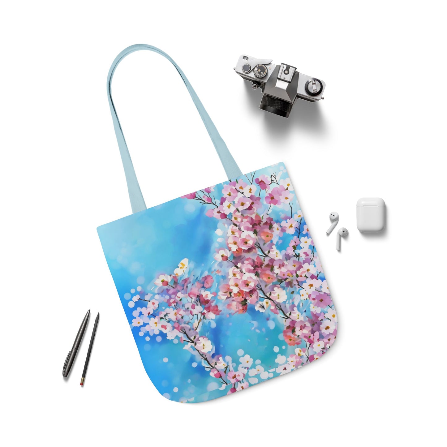 Colorful FairyHill Studio Sakura flowers Canvas Tote Bag - Perfect for Beach Days, Eco-Friendly Shopping, and Summer Fun!