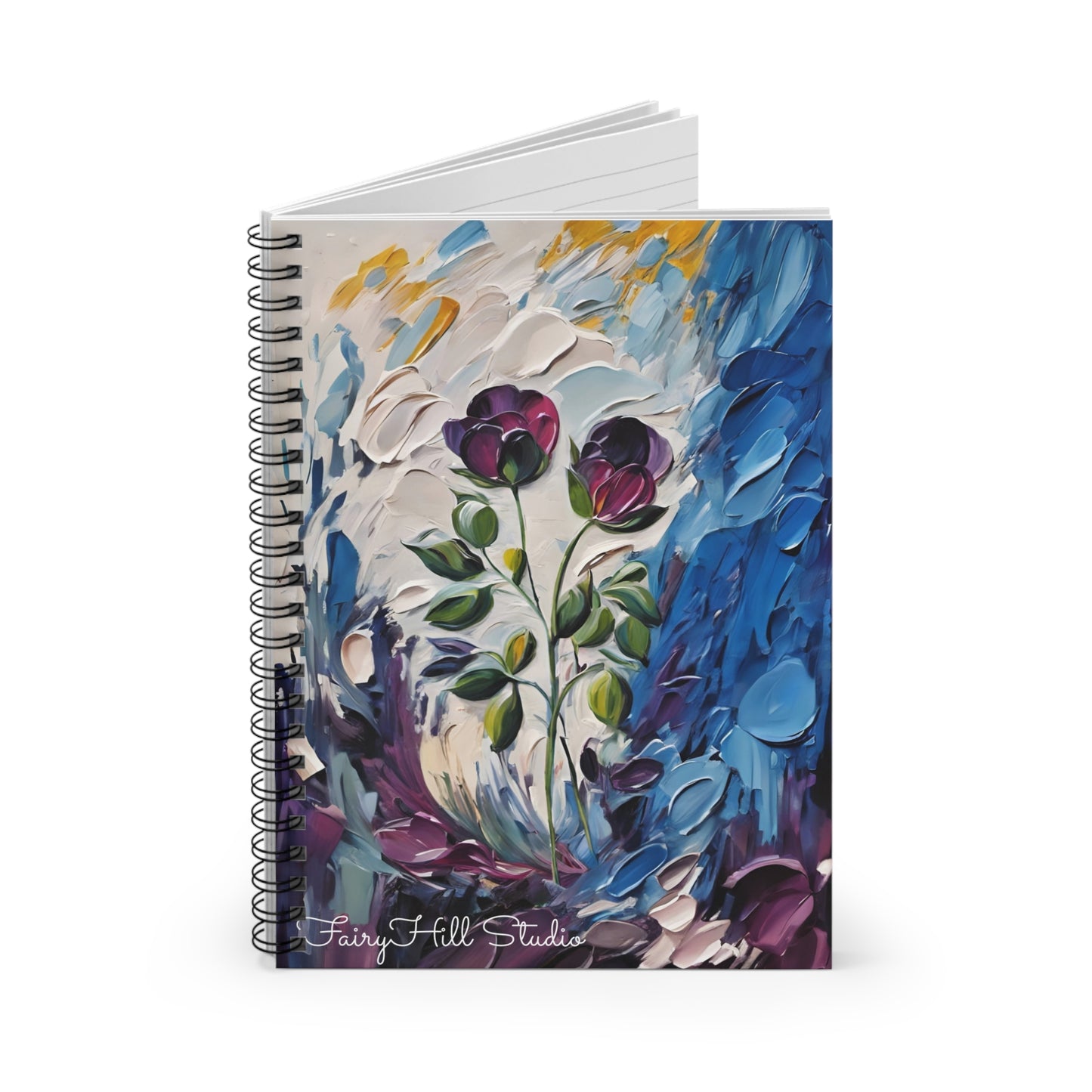 Spiral Notebook - Purple Roses Ruled Line