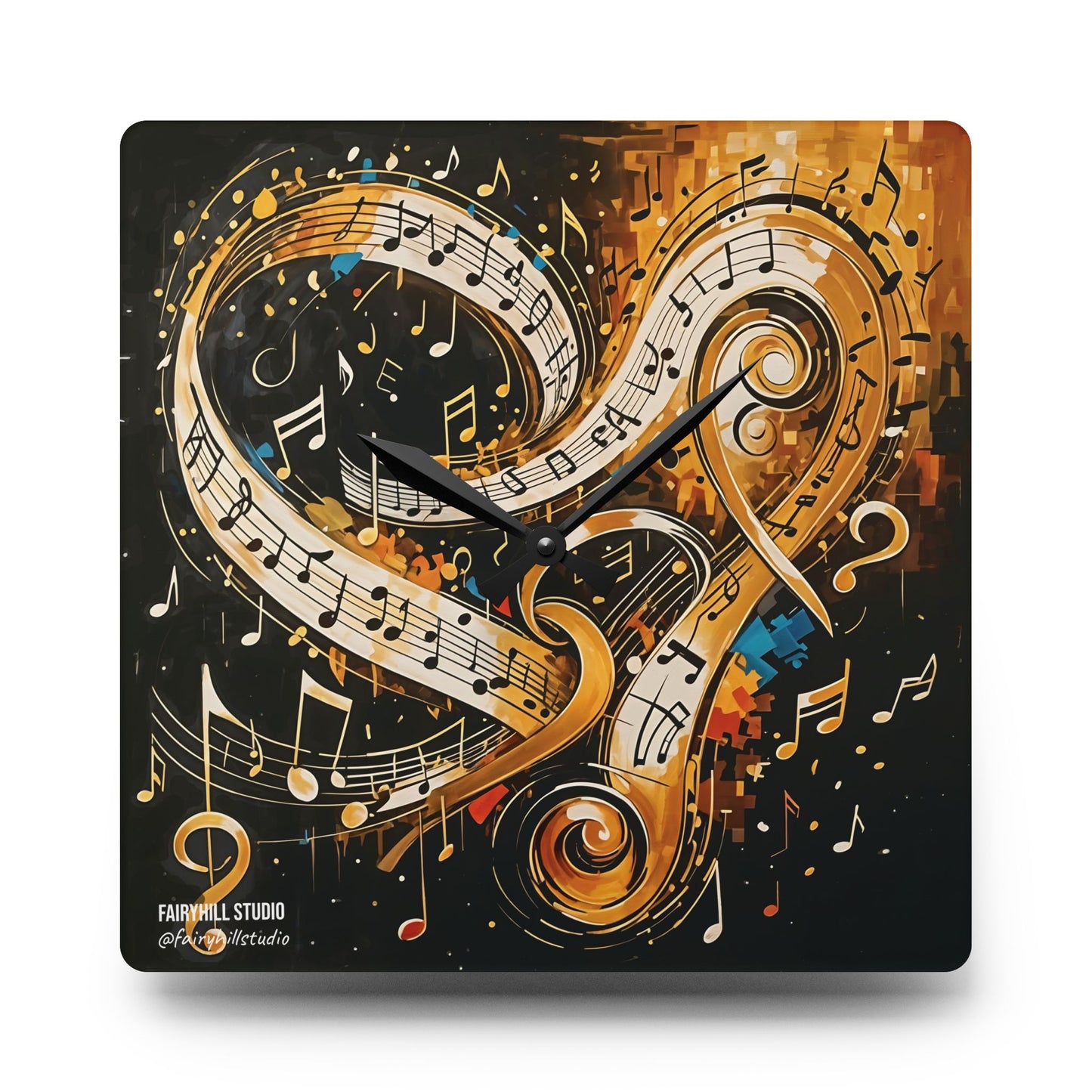 Wall Clock - Holiday Music Notes Art by Fairyhill Studio