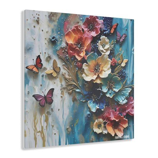 FairyHill Studio Impasto flowers wall art Inspirational  Art Acrylic Print -
