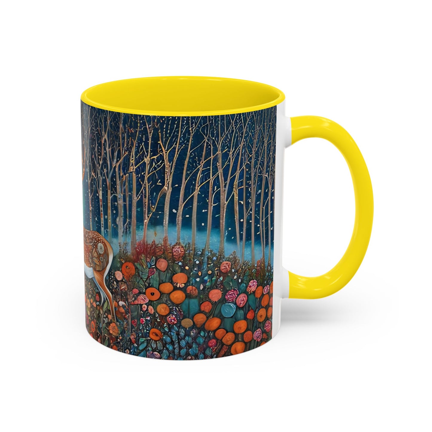 Mug - Boho Winter Deer in Snow Red Coffee Mug for the Holidays