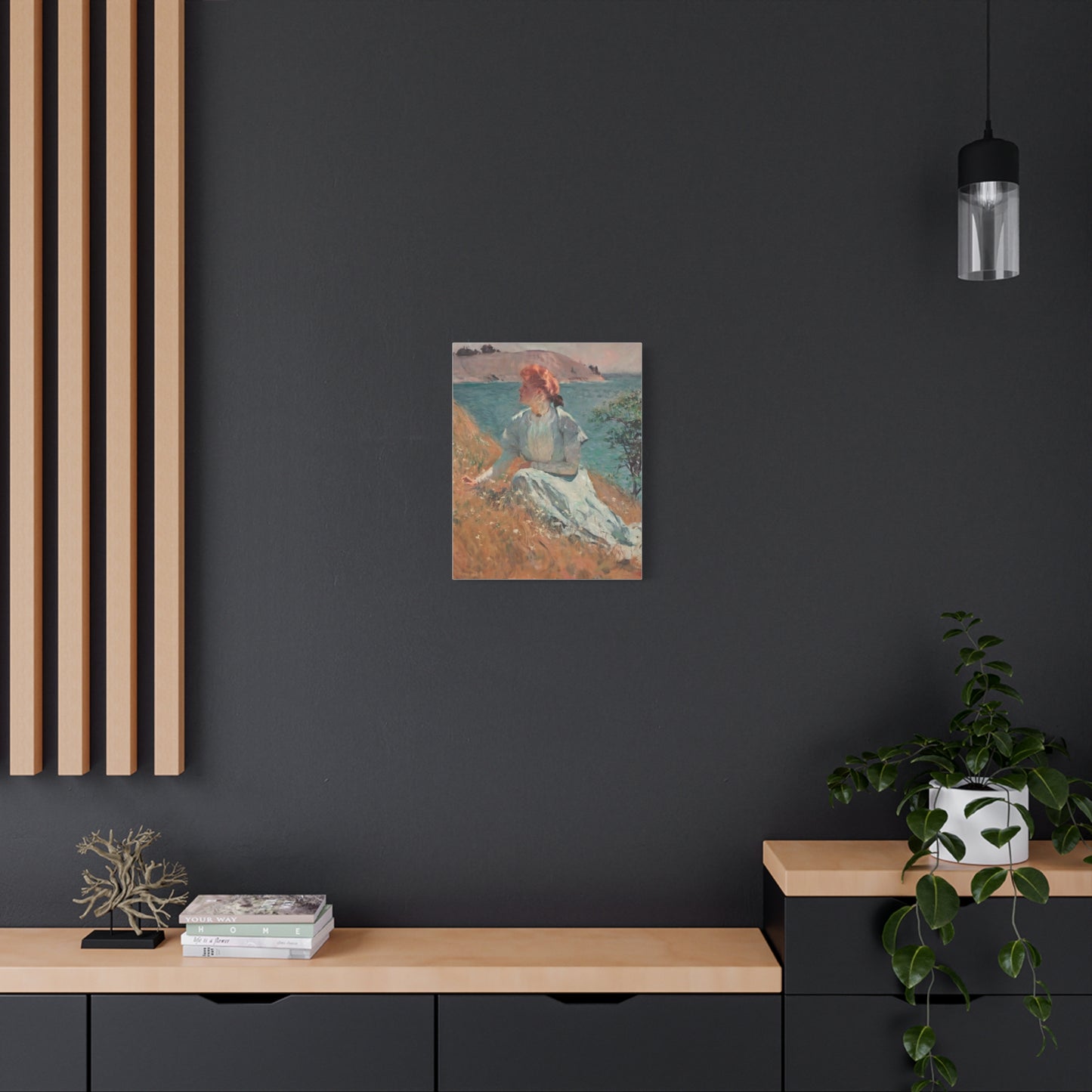 Canvas Art - Monet Style Floral Serenity with Elegant Woman and Flower Basket, Stretched Matte 1 25"
