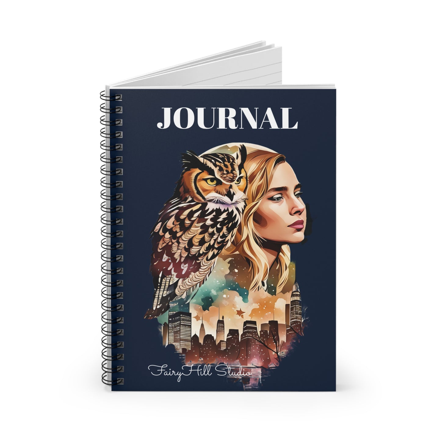 Spiral Notebook -Girl and the Spirit Animal Owl Flaco