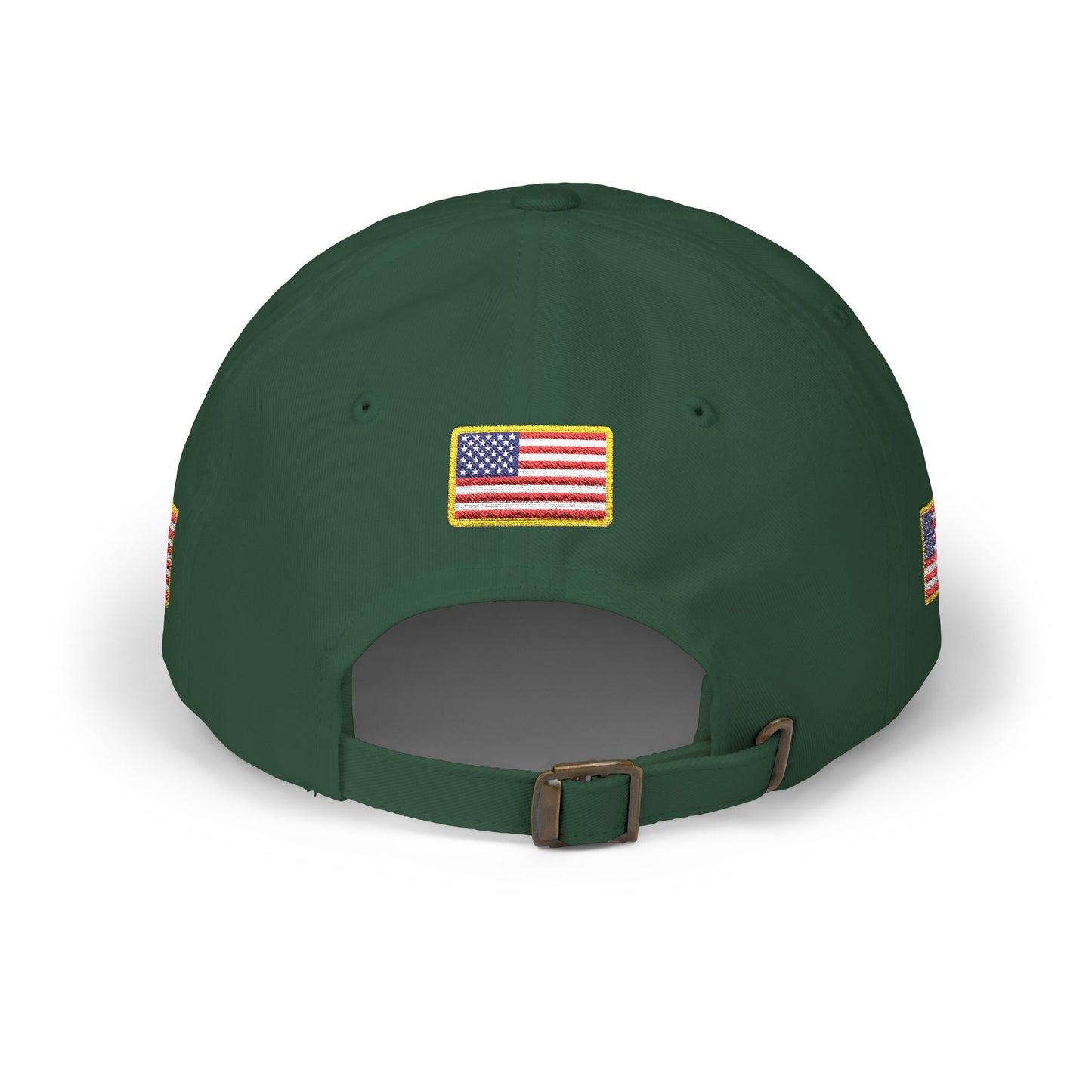 250th Anniversary USA Flag Patch Hat – Embroidered Gold Border Edition (1776–2026) – Classic White Baseball Hat