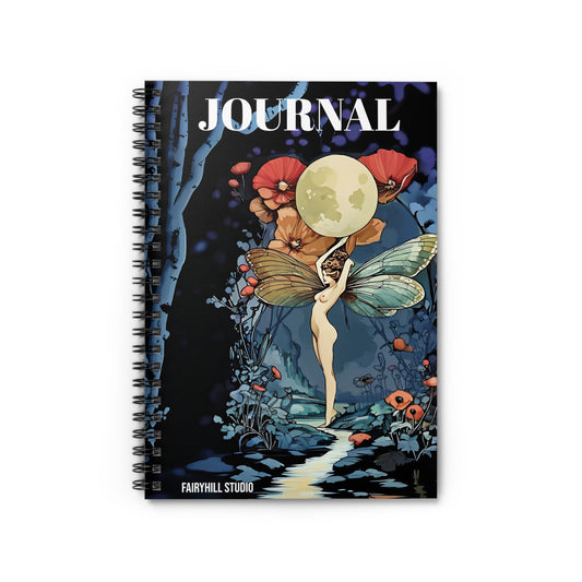 Spiral Notebook - Moon Fairy and Red Poppy Flowers Scene