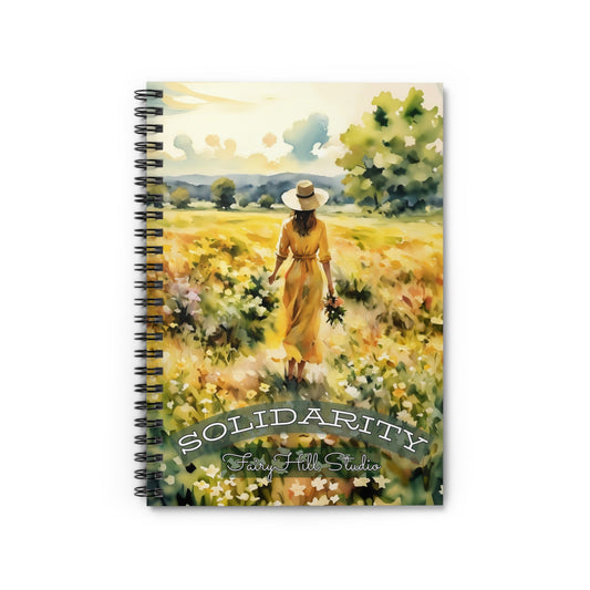 Spiral Notebook Woman in Yellow Daffodil Field