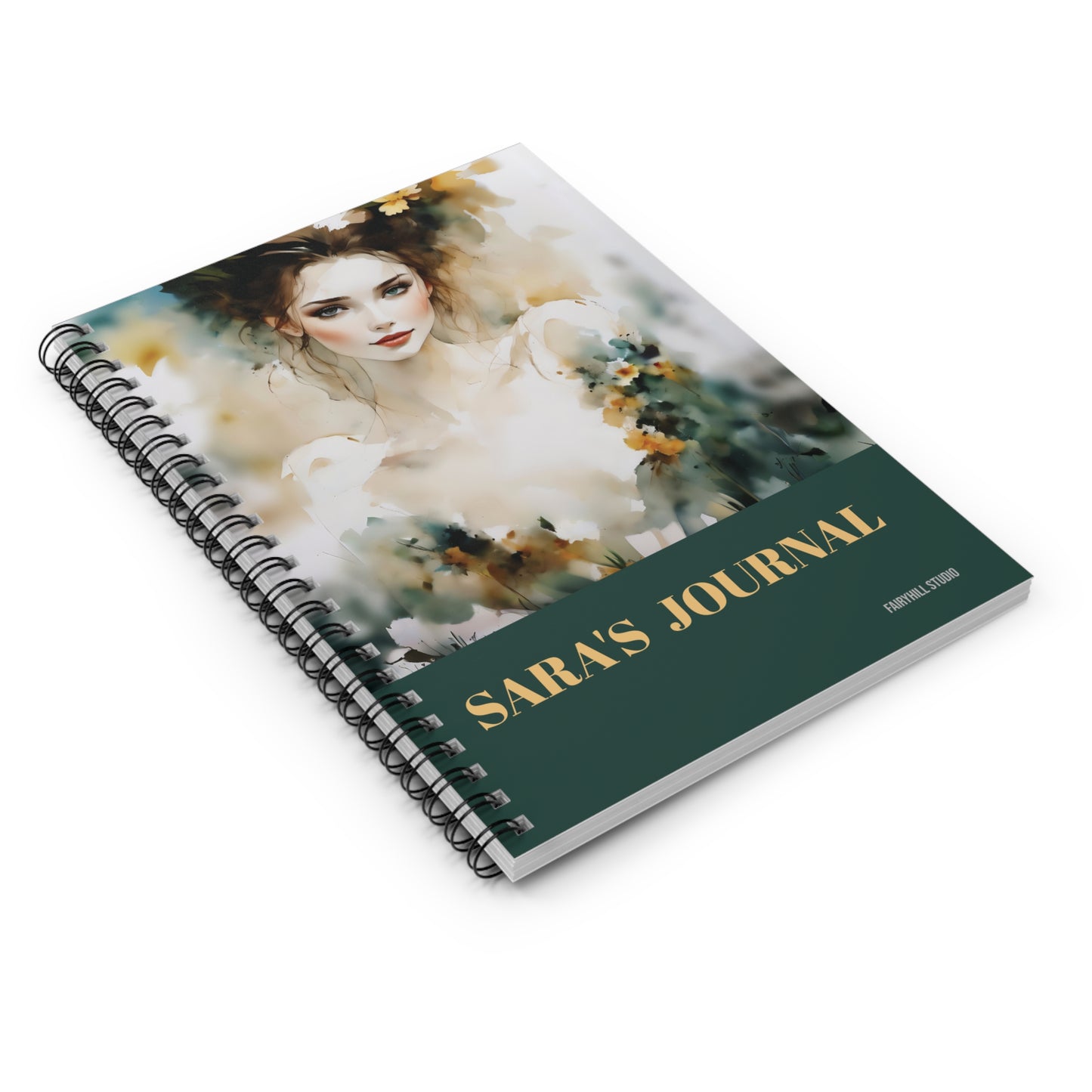 Spiral Notebook - Lovely Girl in Flowers Art by Fairyhill Studio