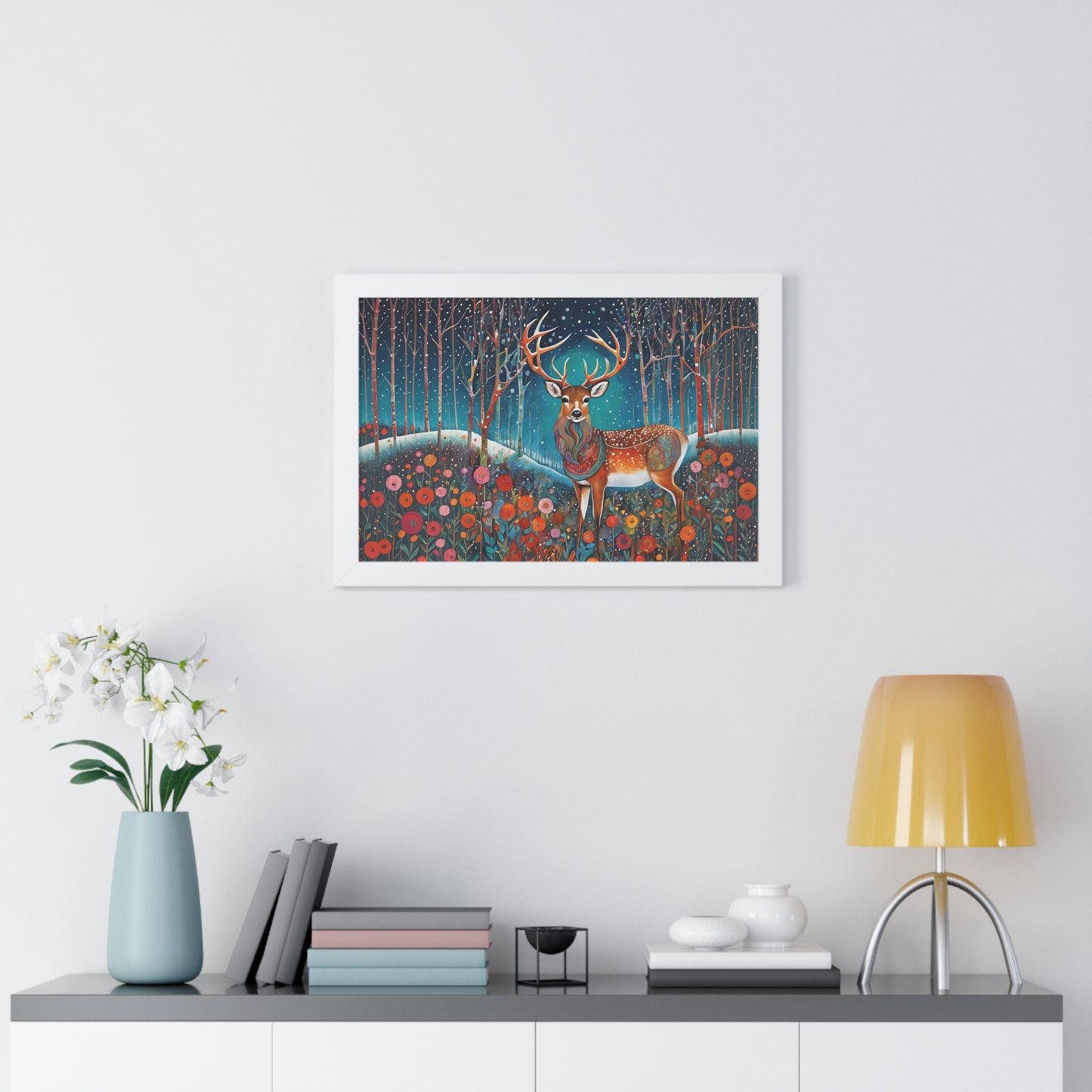 Framed Horizontal Magestic Deer  Poster Spiritual Rumi art Quote art by Fairyhill Studio
