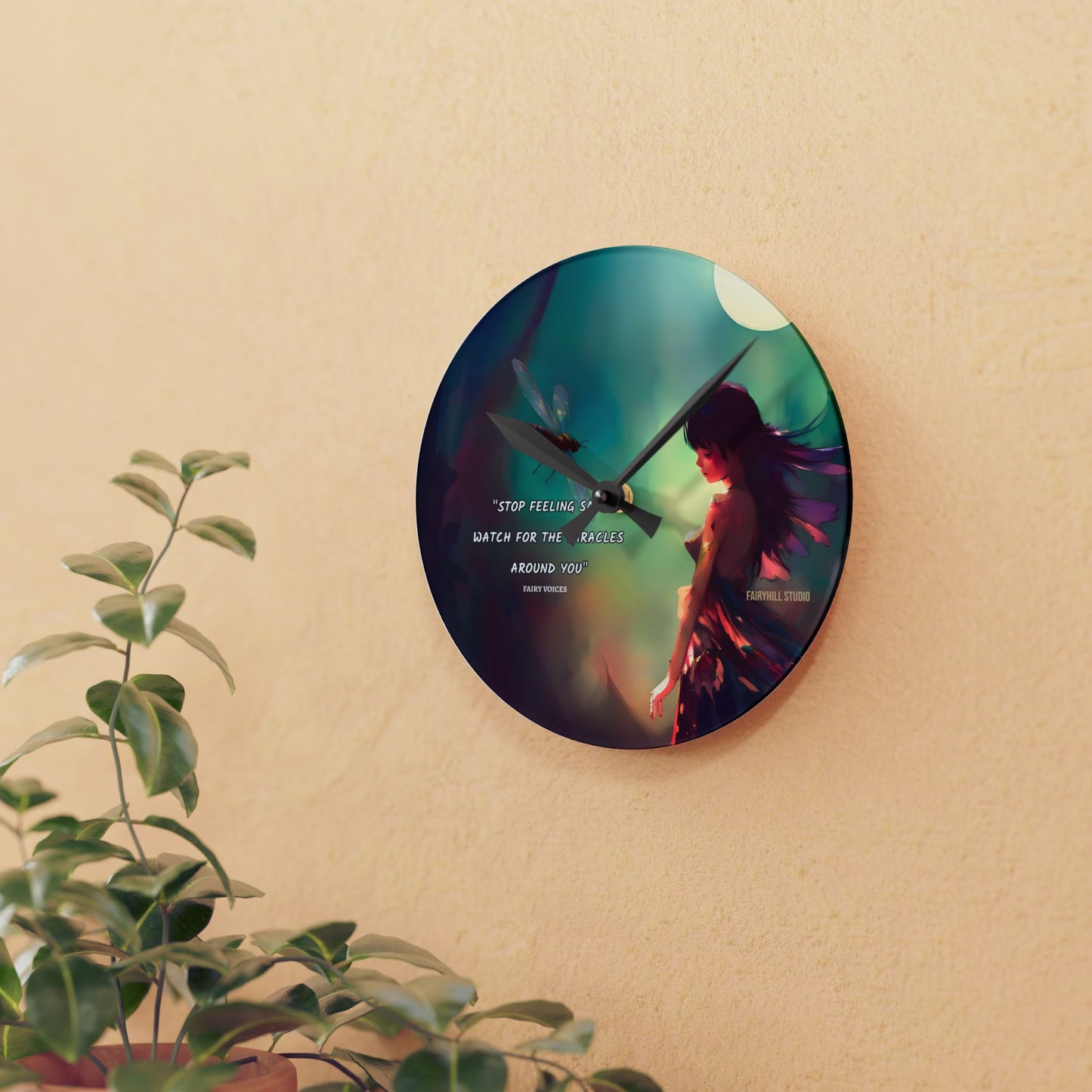 Art Wall Clock - Watch for the Miracles around you featuring Fairy voices/Nazan Saatci
