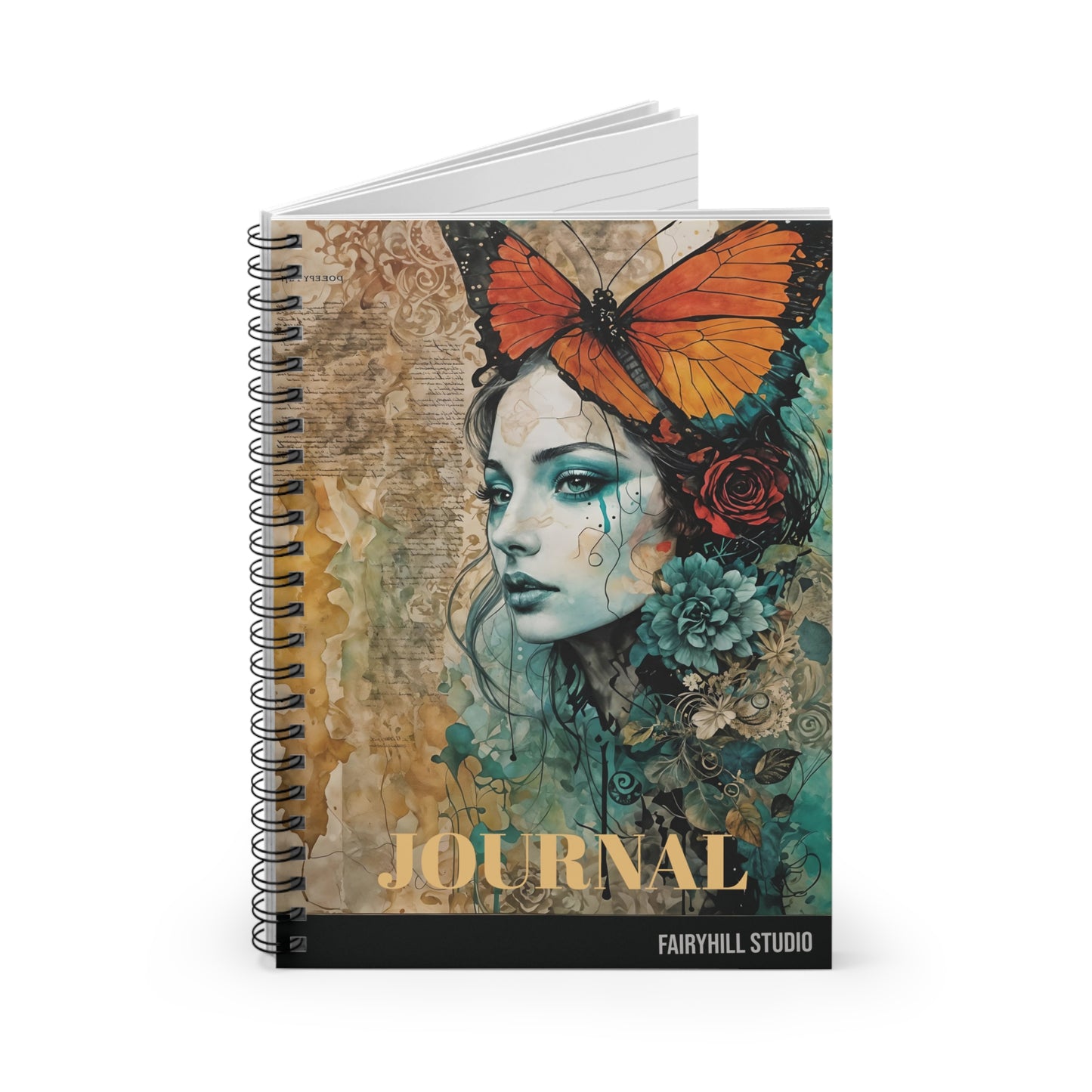 Personalized Girl with a Butterfly Journal - Spiral Notebook