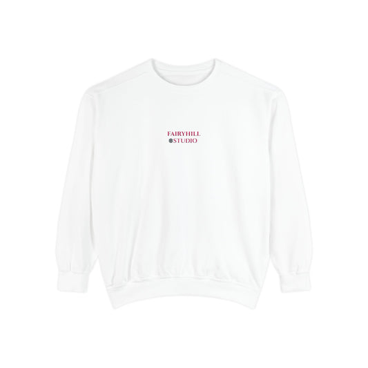 Minimal embroidered White Sweatshirt — Subtle Vintage Crewneck