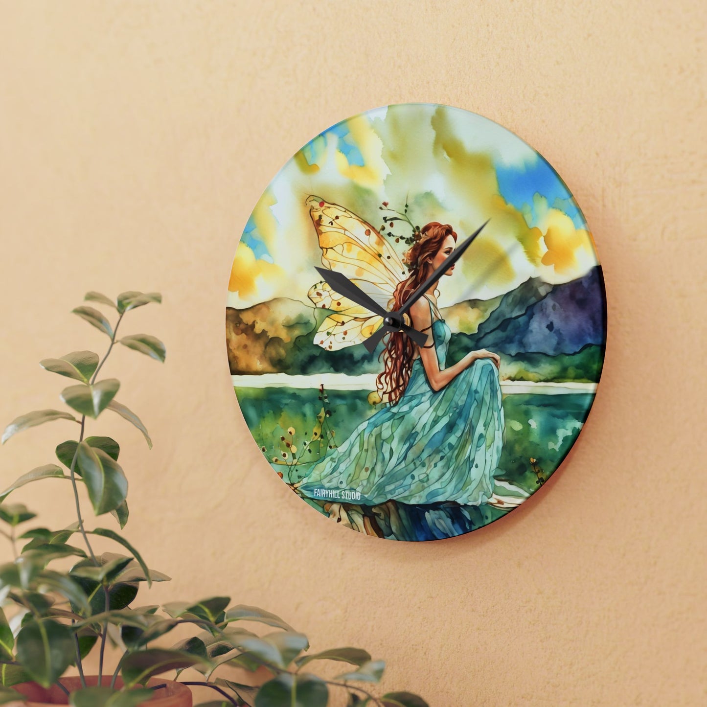 Acrylic Wall Clock - Water Fairy Watercolor Art Home Decor