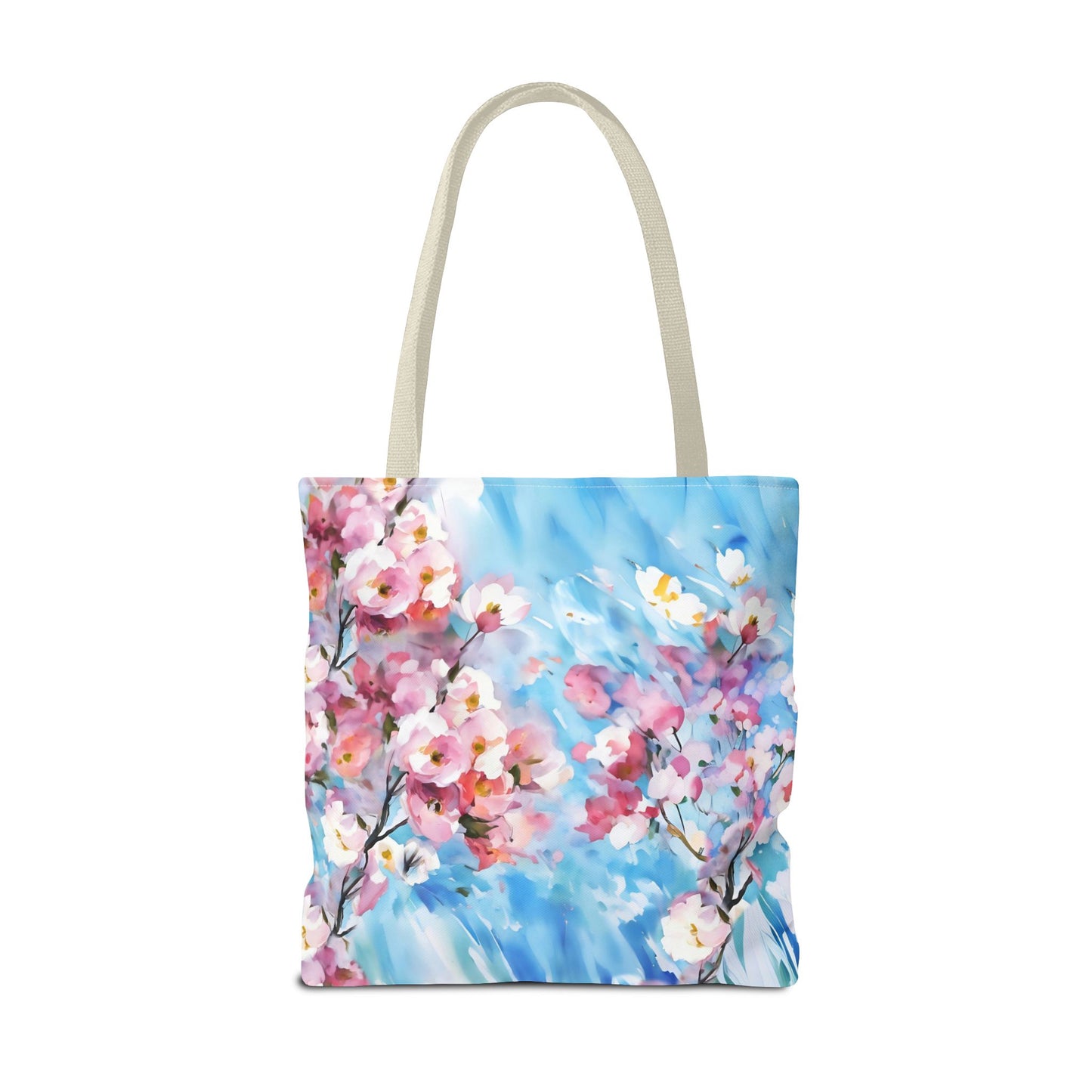 Canvas Tote Bag with Floral Cherry Blossom Design