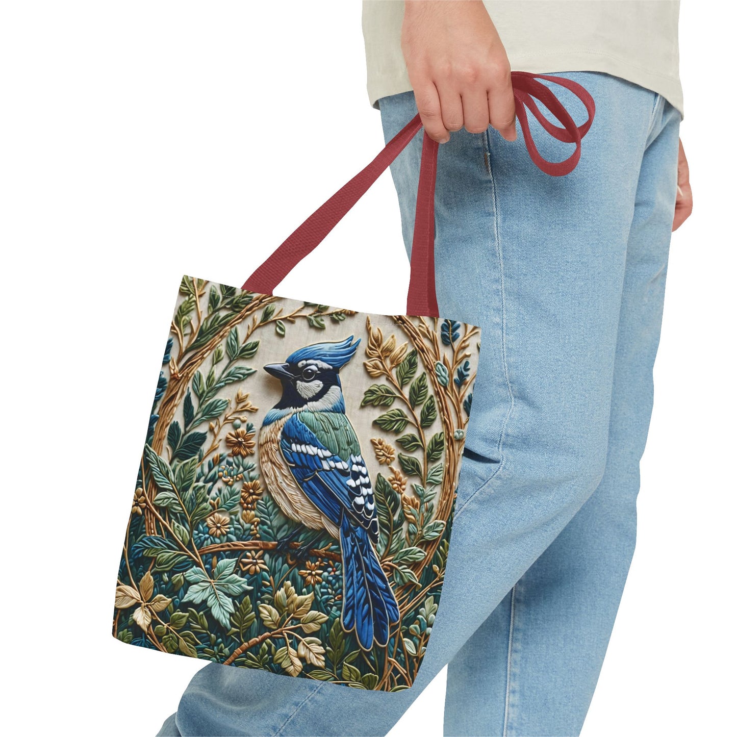 Designer Tote Bag - Blue Jay Bird William Morris Inspired | Eco-Friendly Shopping Bag