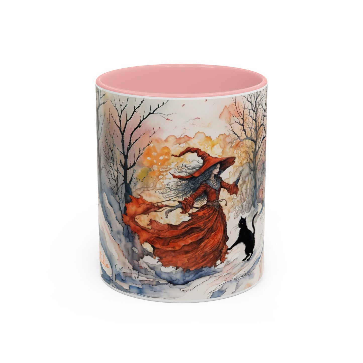 Accent Crimson witch and black cat Coffee Mug (11, 15oz)