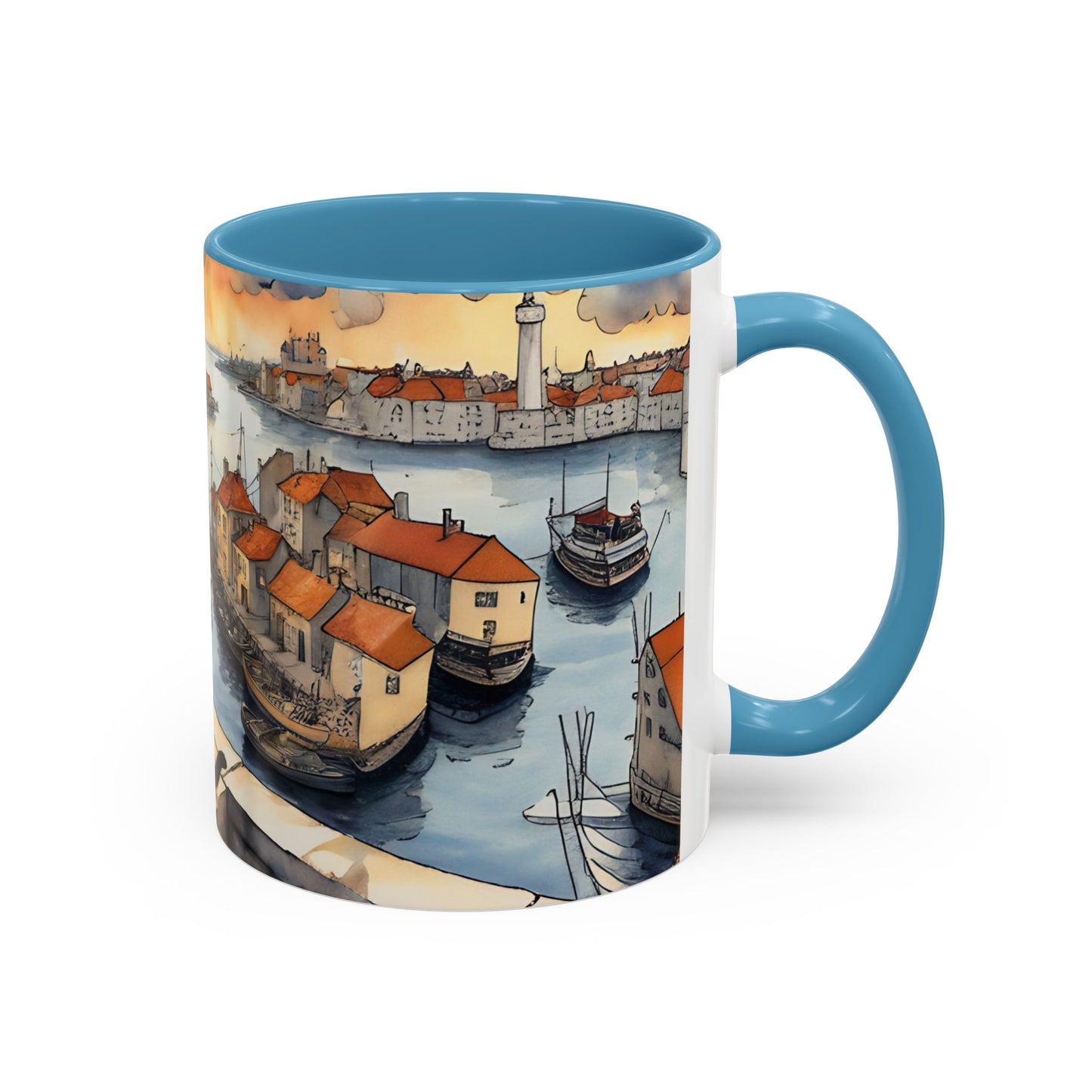 Girl with Black cat on a roof top Art-Themed Coffee Mug - 11 & 15oz Accent Mug for Musroom  Fsiry Lovers