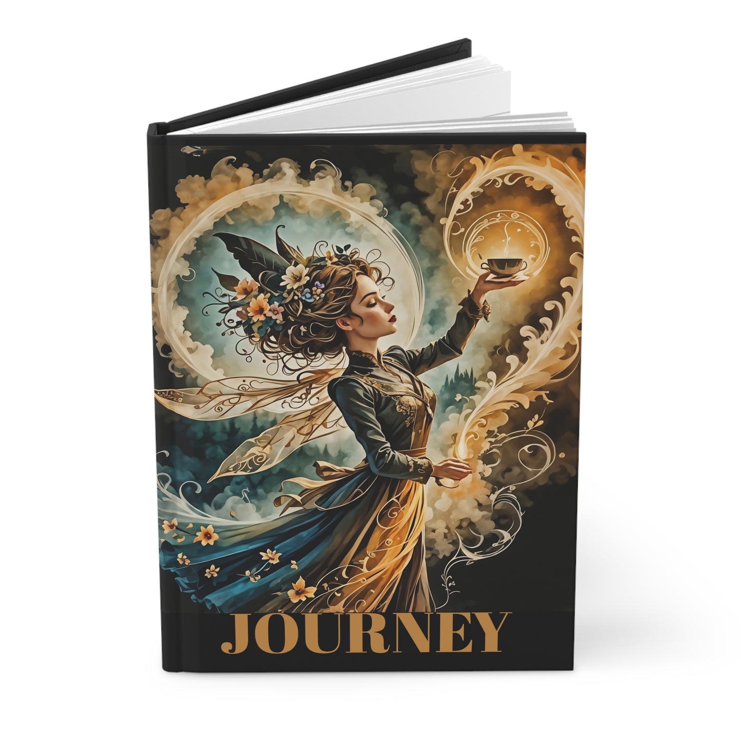 Hardcover Journal Matte - Personalized Fairy Hill Studio Coffee Cup Art