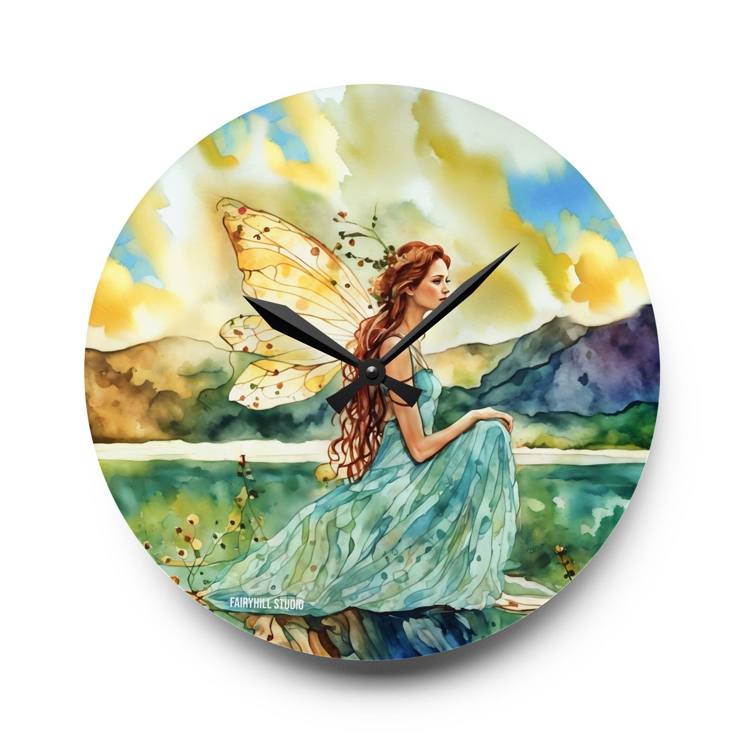 Acrylic Wall Clock - Water Fairy Watercolor Art Home Decor