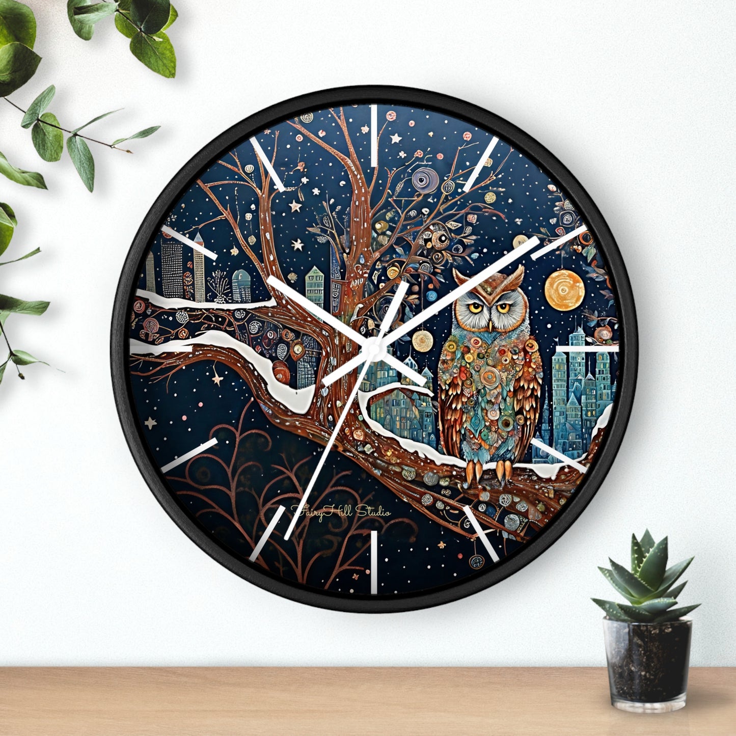 Enchanting Owl Wall Clock, Home Decor, Gift for Fantasy Lovers, Unique Gift, Fairy Tale Decor, Woodland Theme