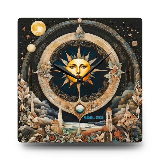 Acrylic Wall Clock -Moon and Stars/Art